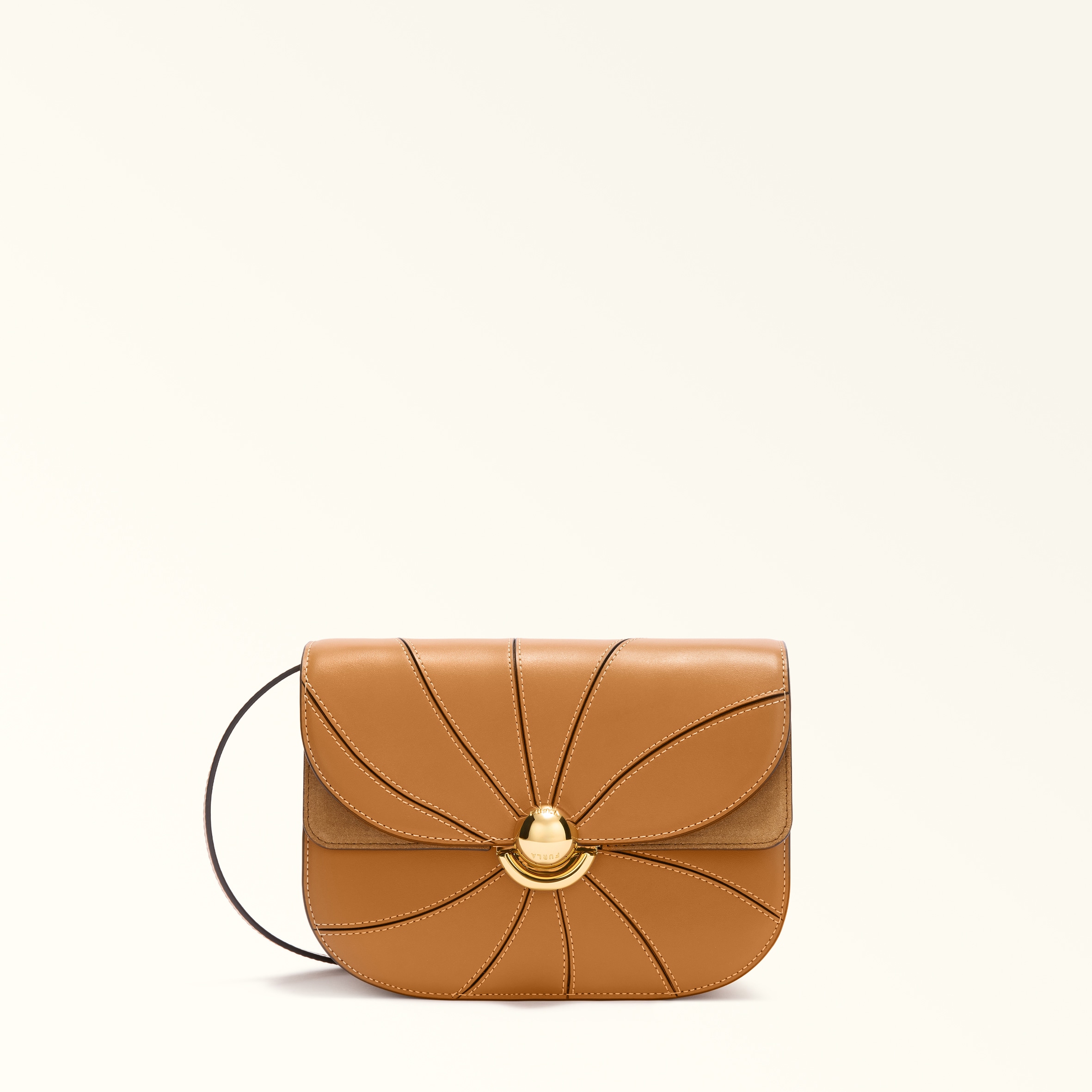 Furla Brown Sfera Crossbody S Tabacco Girandola Roma Smooth Calf Leather + Suede Woman