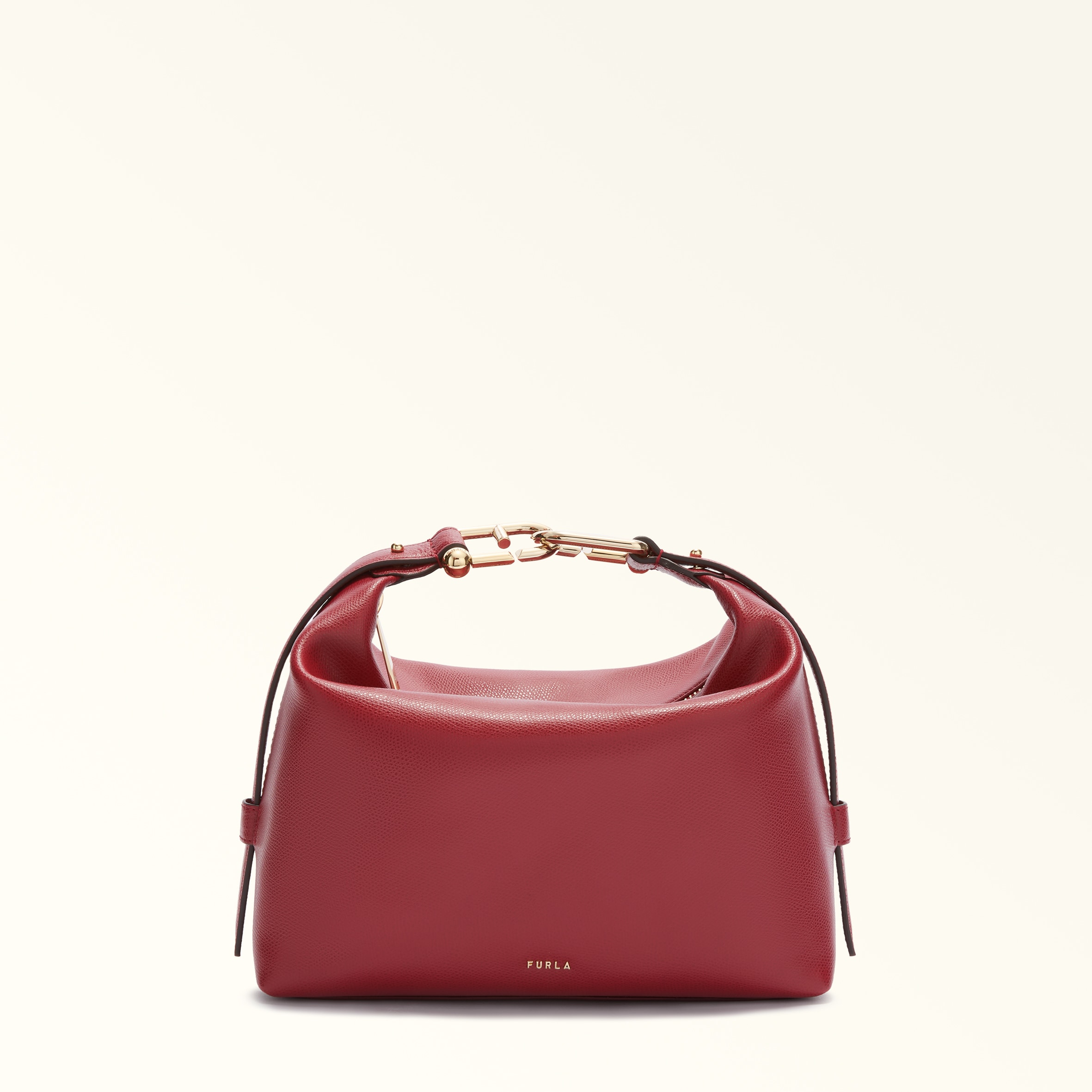 Furla Tonie Borsa A Spalla M Ciliegia D Rosso Pelle Morbida Testurizzata Ares Donna In Red