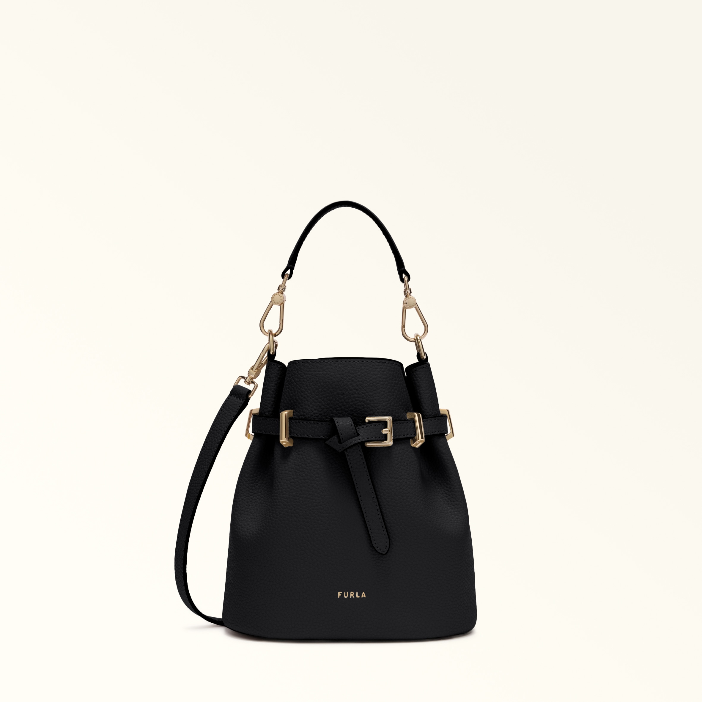 Furla Black Aura Mini Bag S Nero Keria Grained Calf Leather Woman