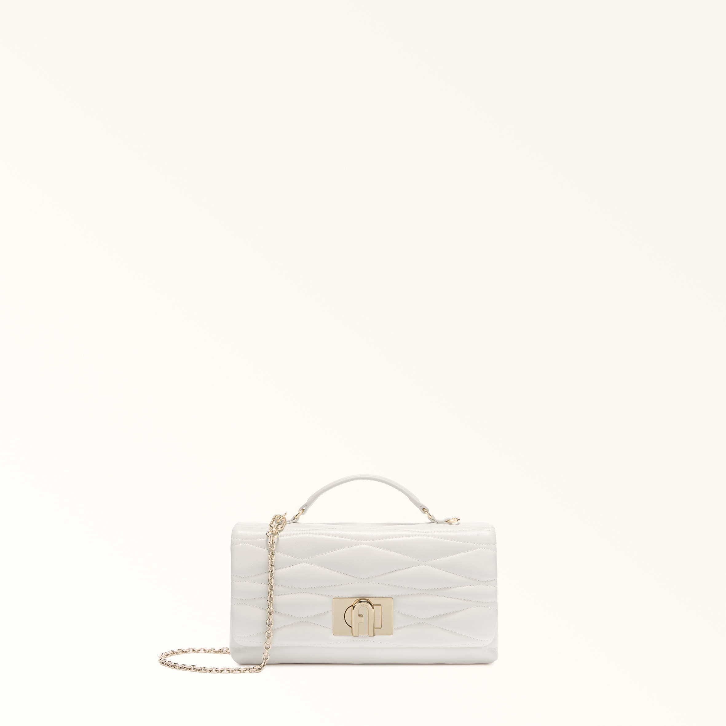 Furla 1927 Borsa Mini L Panna Bianco Nappa Di Pelle Di Vitello Di Lusso Trapuntata Dattero + Pelle N In White