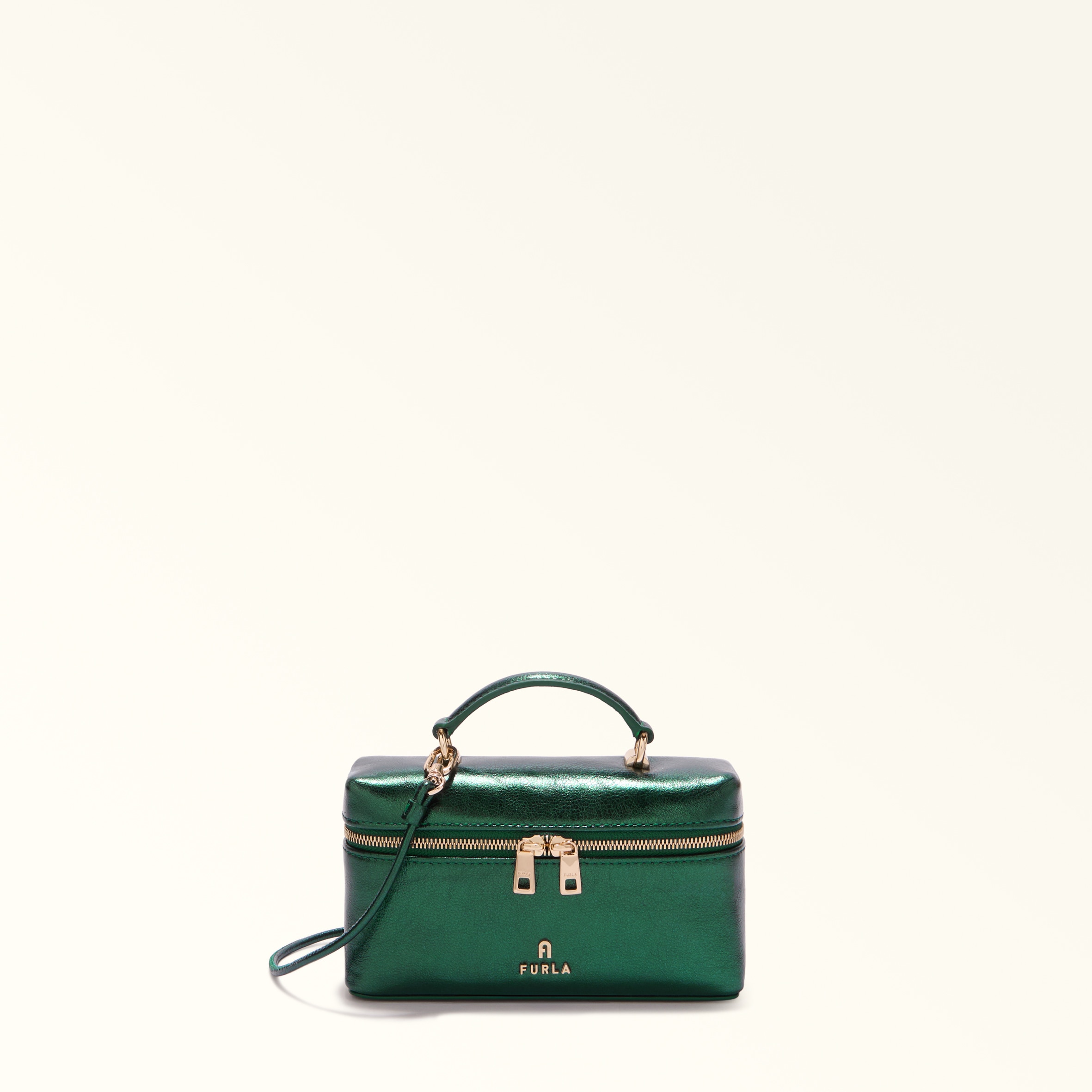 Furla Green Camelia Mini Bag Botanical Piuma Metal Calf Leather Woman