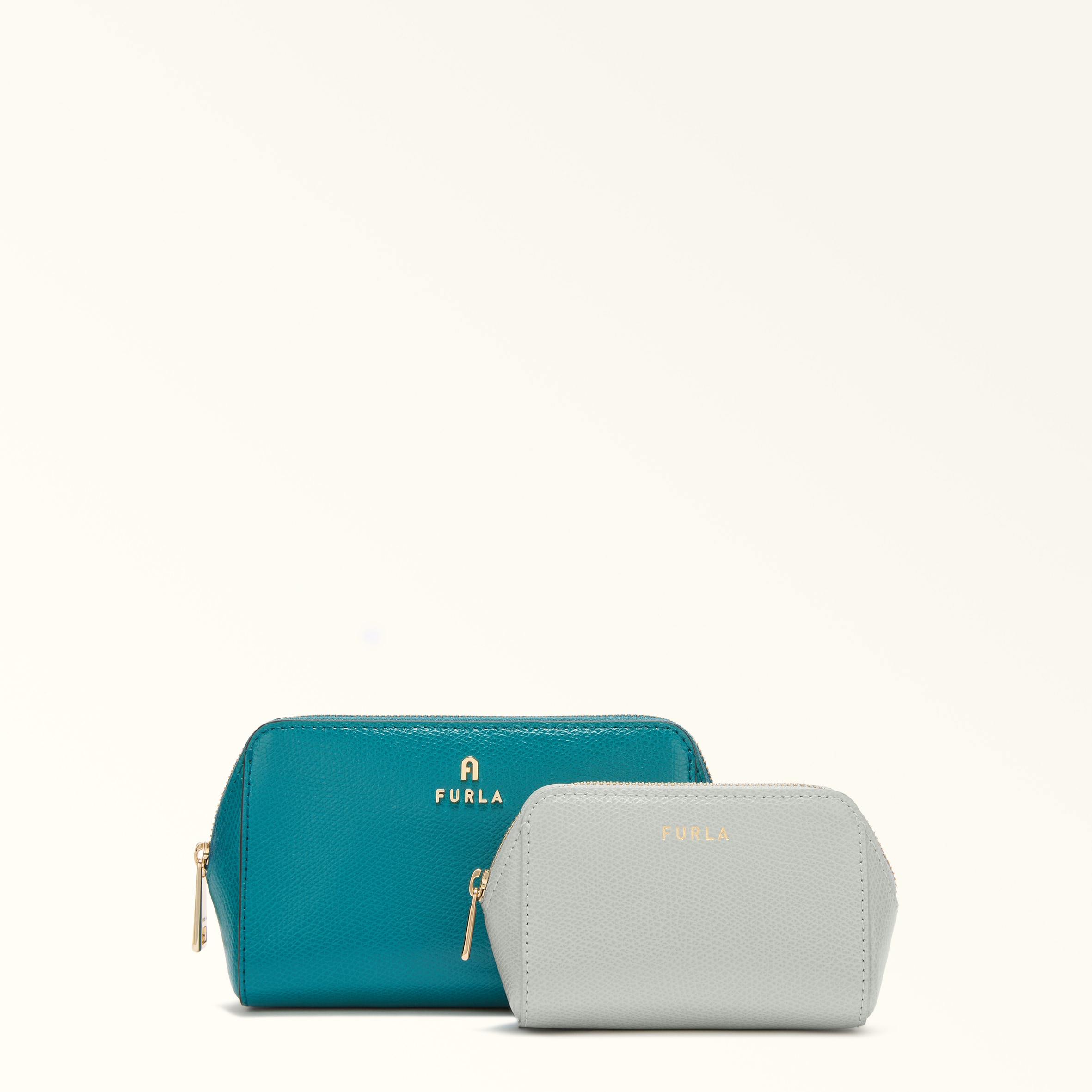 Furla Blue Camelia Cosmetic Case Amatore Textured Leather Woman