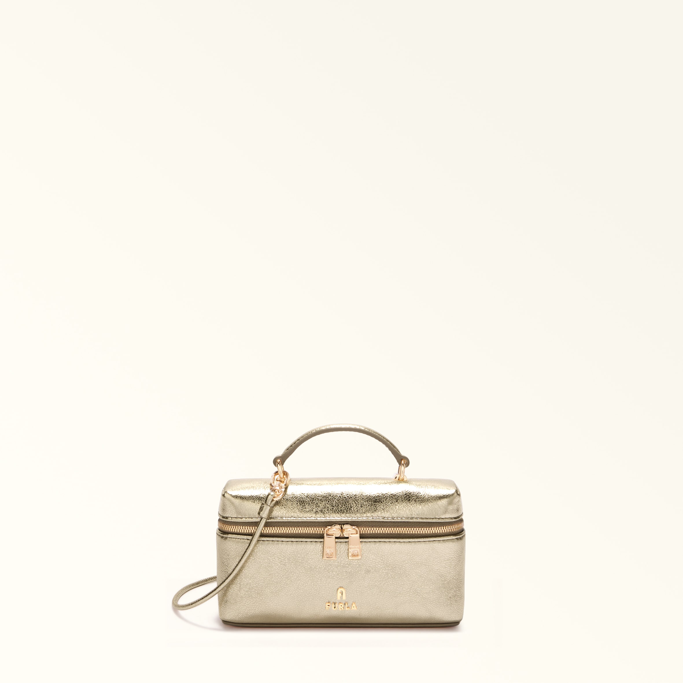 Furla Camelia Borsa Mini Vaniglia Beige Pelle Di Vitello Piuma Metal Donna In Sand