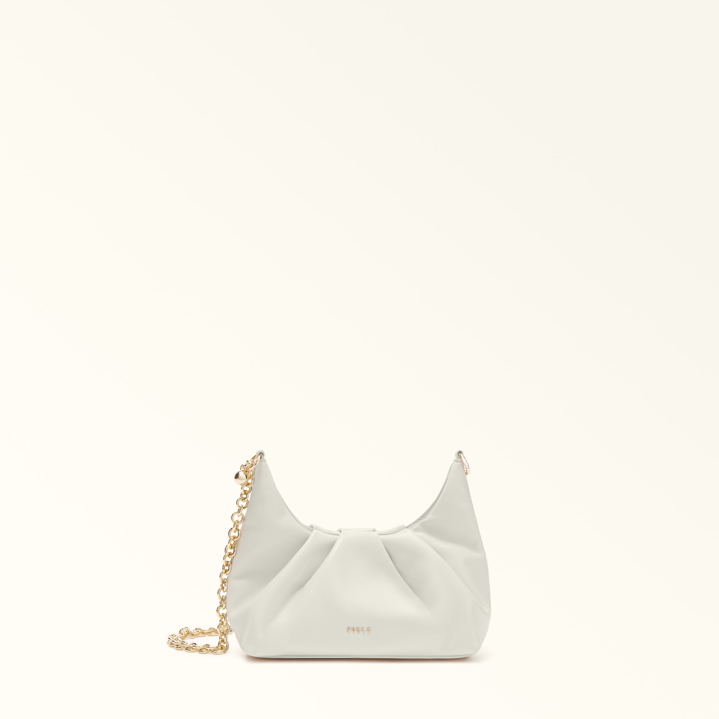 Furla White Delia Shoulder Bag Xl Panna Nappa Leather Woman