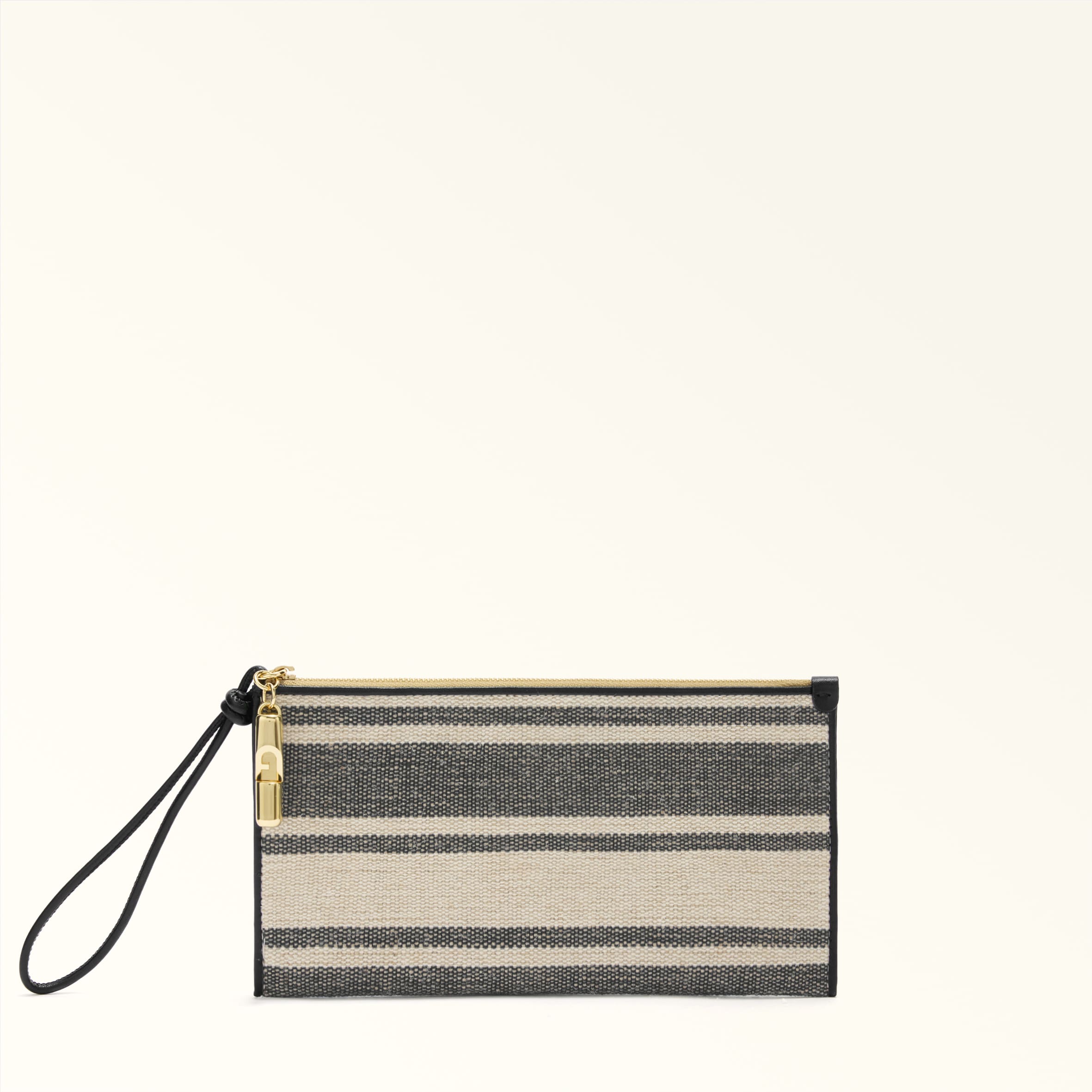 Furla Iride Envelope Xl Toni Indigo Canvas Stripes Fabric Woman