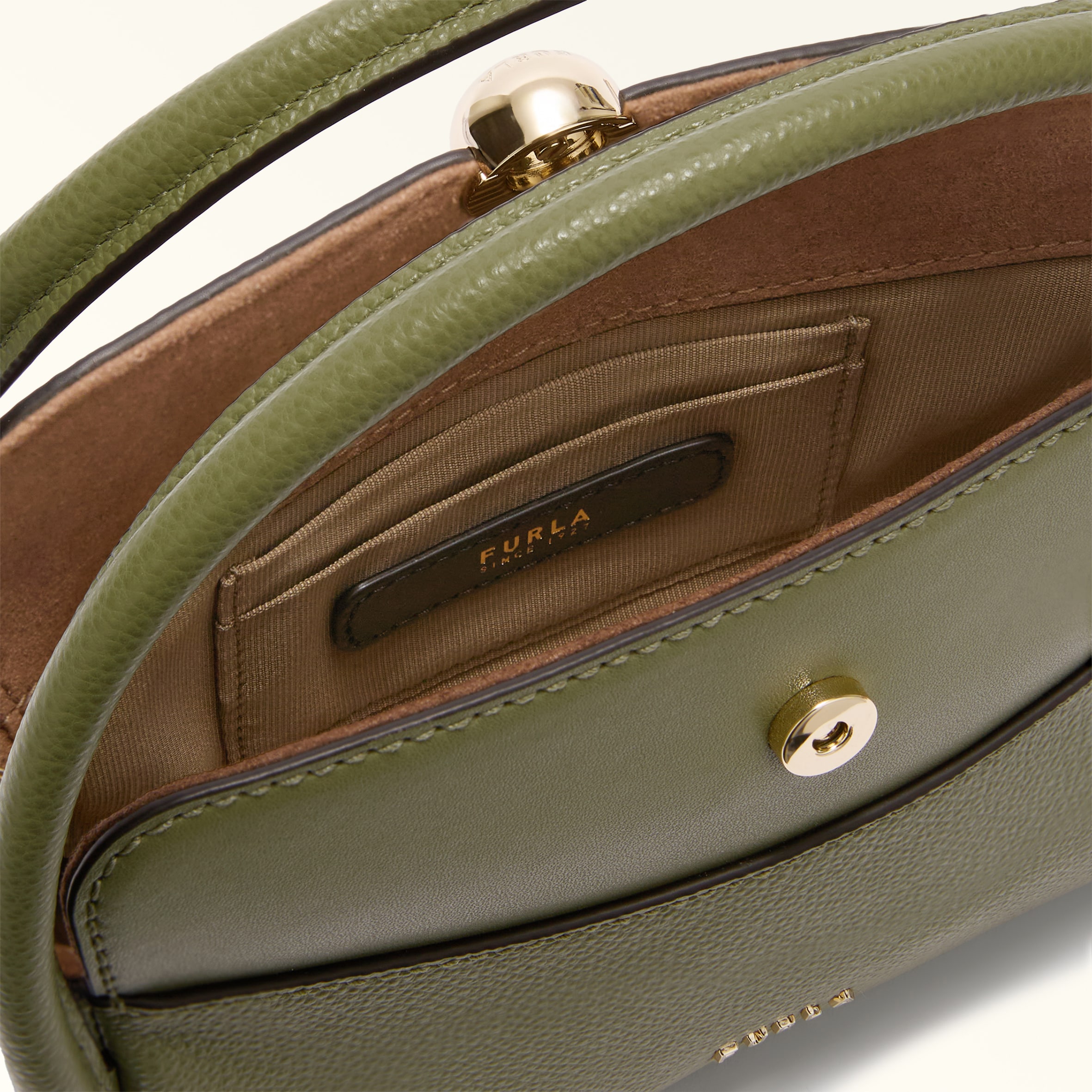 FURLA ツイード ミニハンドバッグ レザー ゴールド金具 2way グリーン FURLA（フルラ） バッグ レディース ショルダーバッグ 2way 斜めがけ