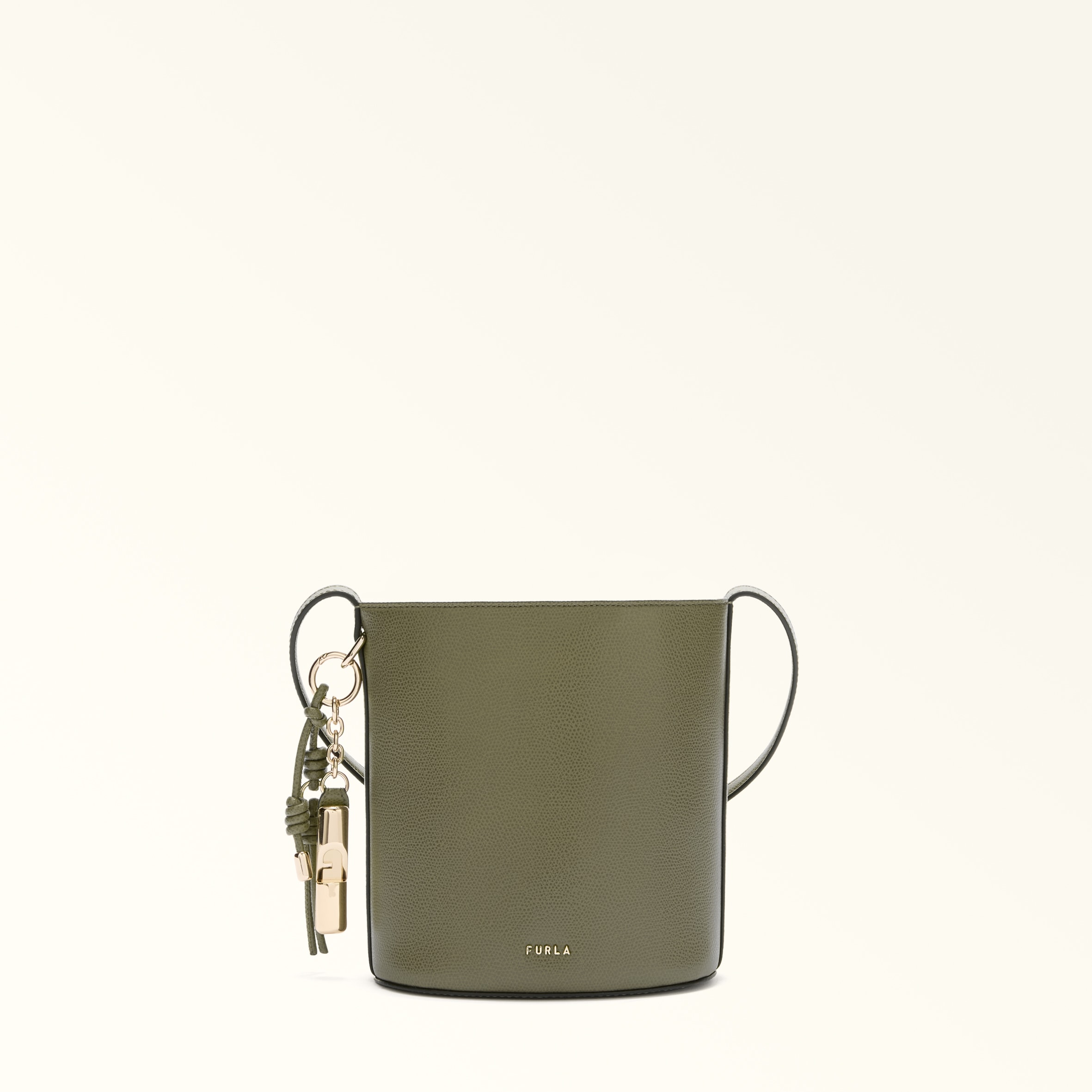 Furla Roxie Bucket Bag Avocado Green Textured Leather Woman