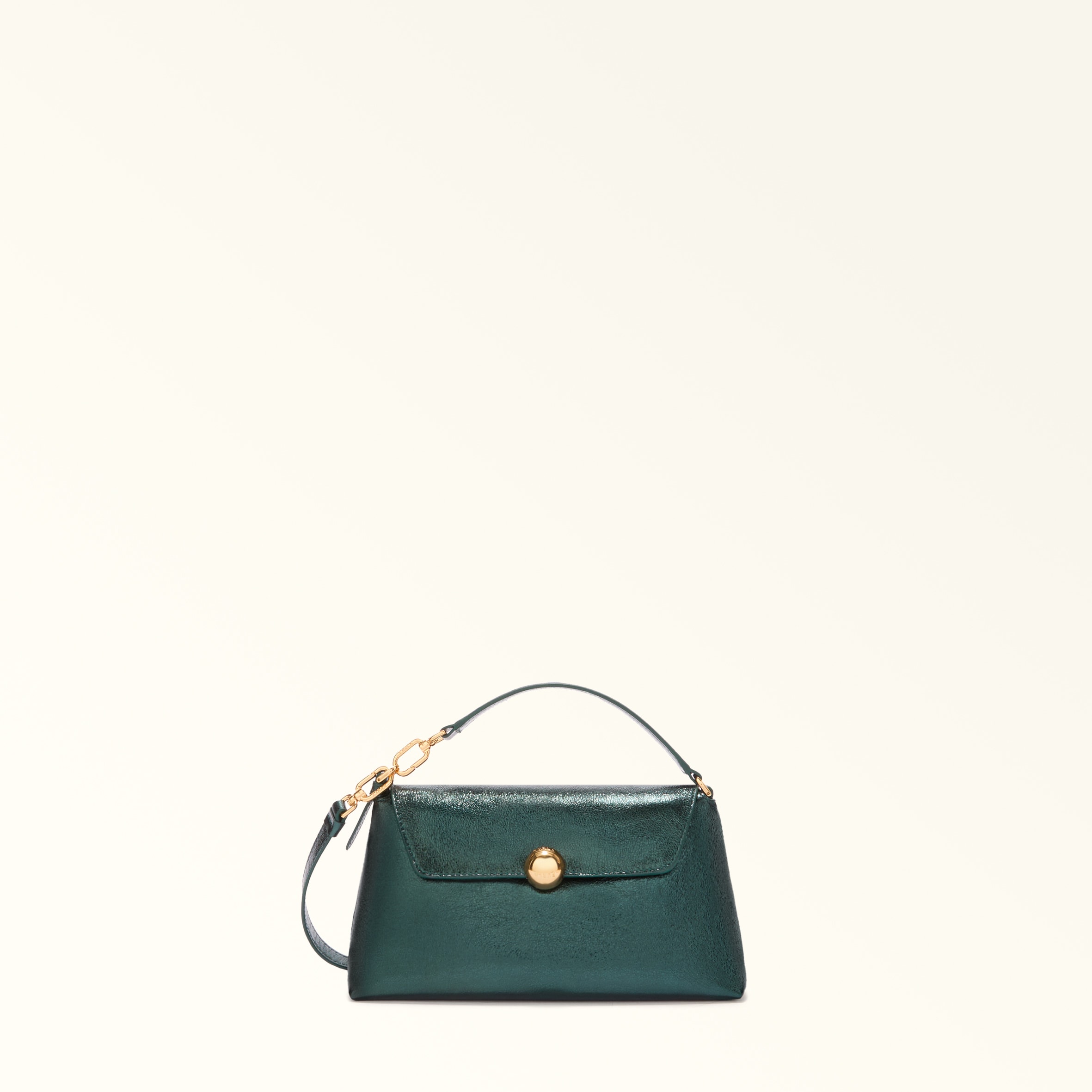 Furla Green Sfera Soft Mini Bag Botanical Piuma Metal Calf Leather Woman