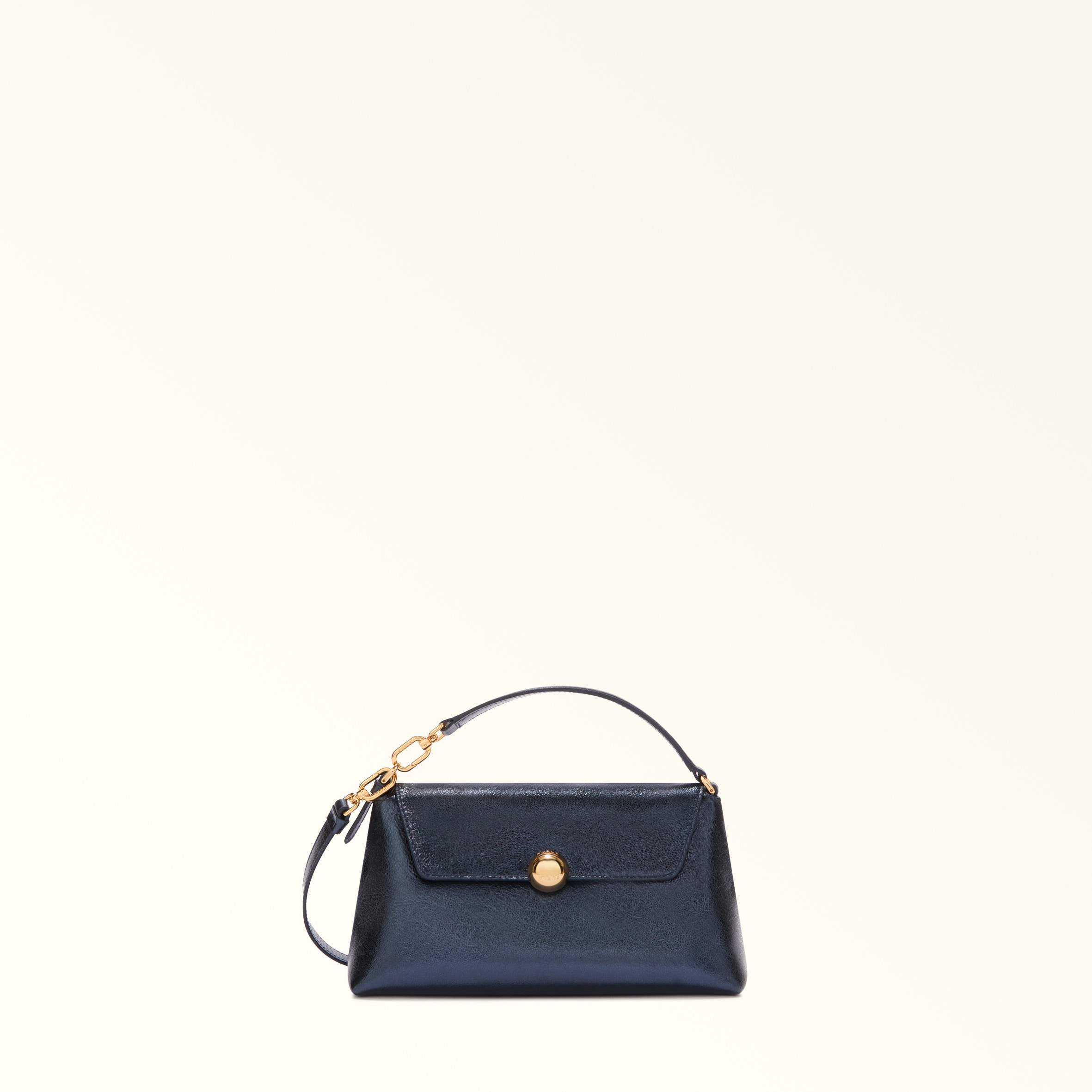 Furla Sfera Soft Mini Bag Grigio Blu Piuma Metal Calf Leather Woman