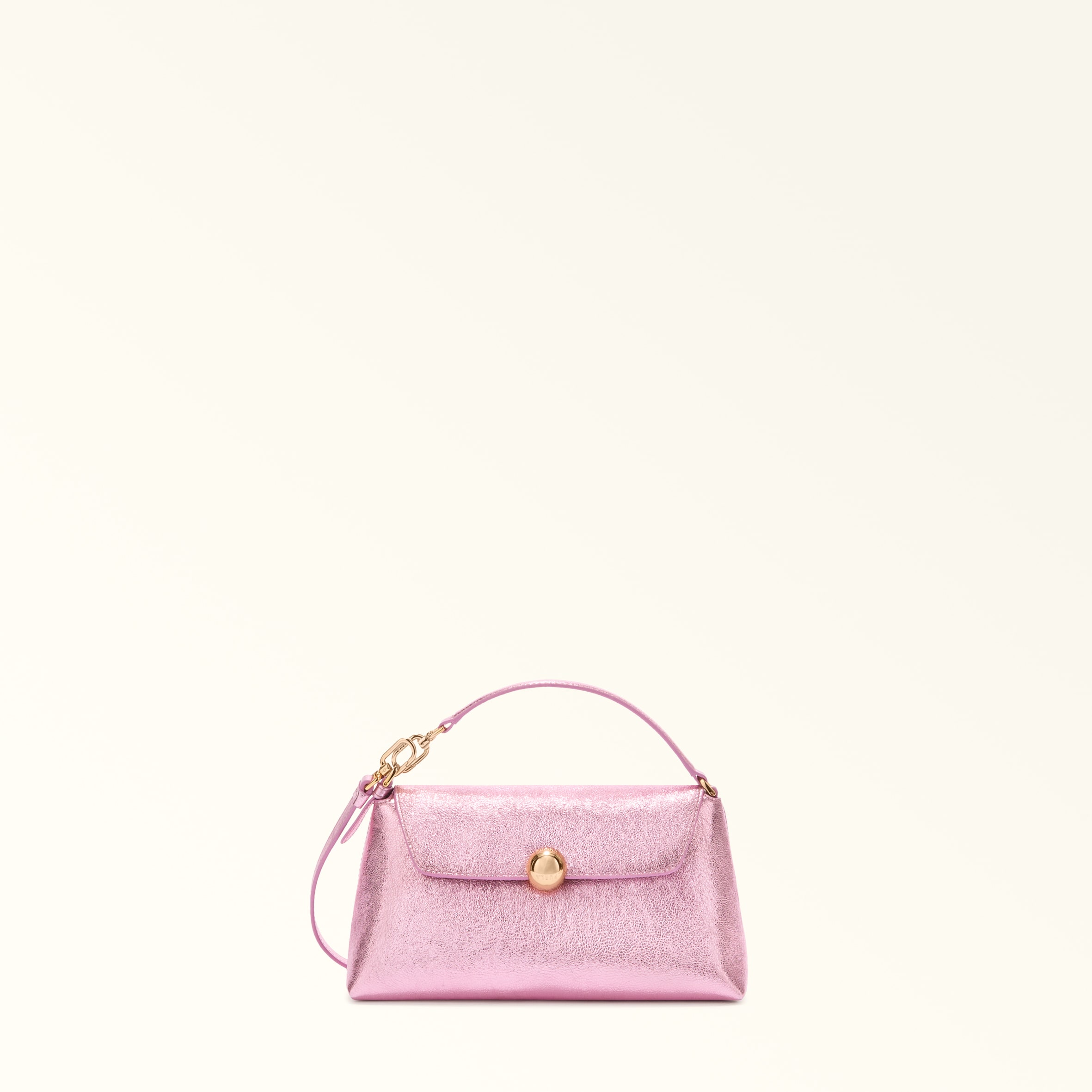 Furla Sfera Soft Borsa Mini Sakura Rosa Pelle Di Vitello Piuma Metal Donna In Pink
