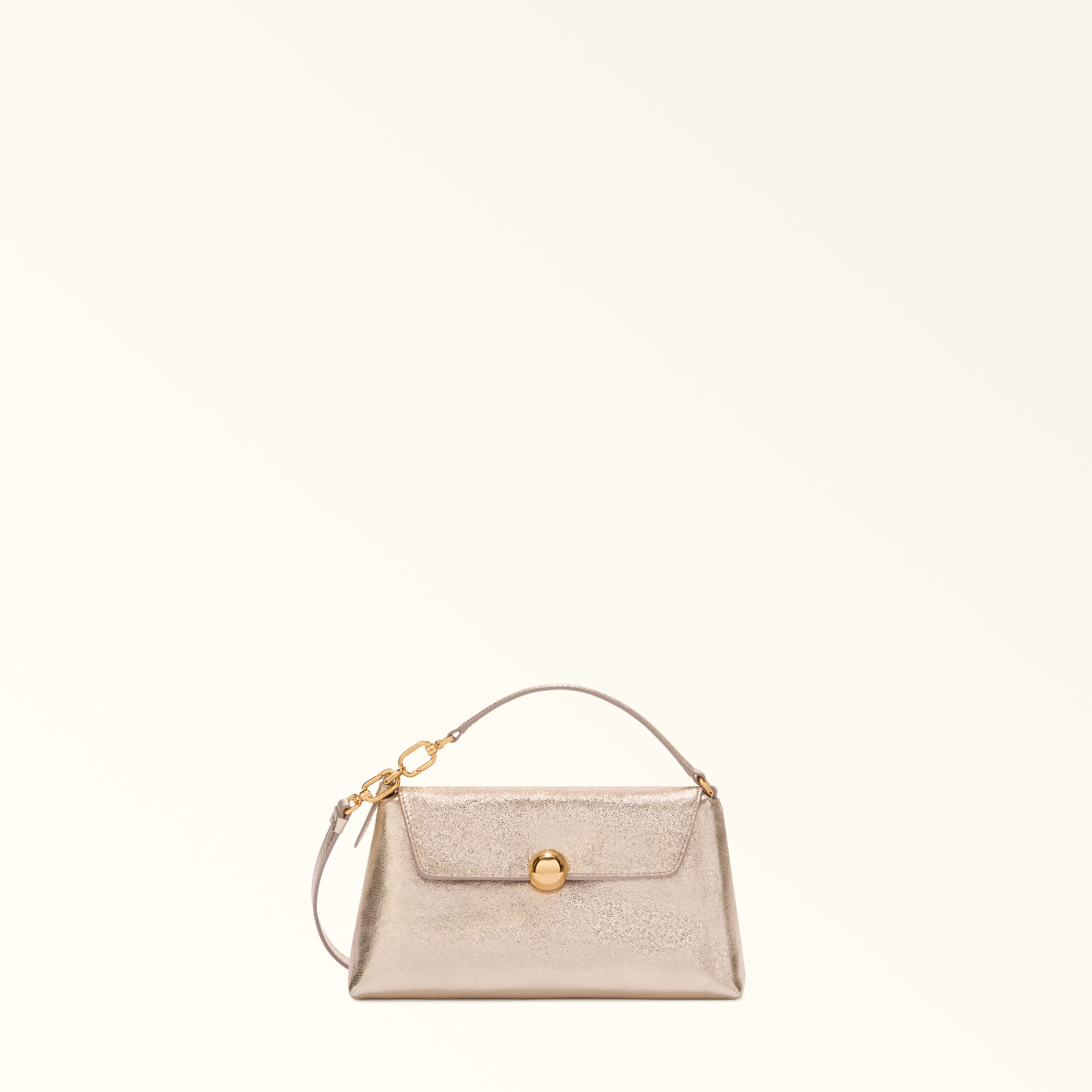 Furla Sfera Soft Borsa Mini Vaniglia Beige Pelle Di Vitello Piuma Metal Donna In Sand