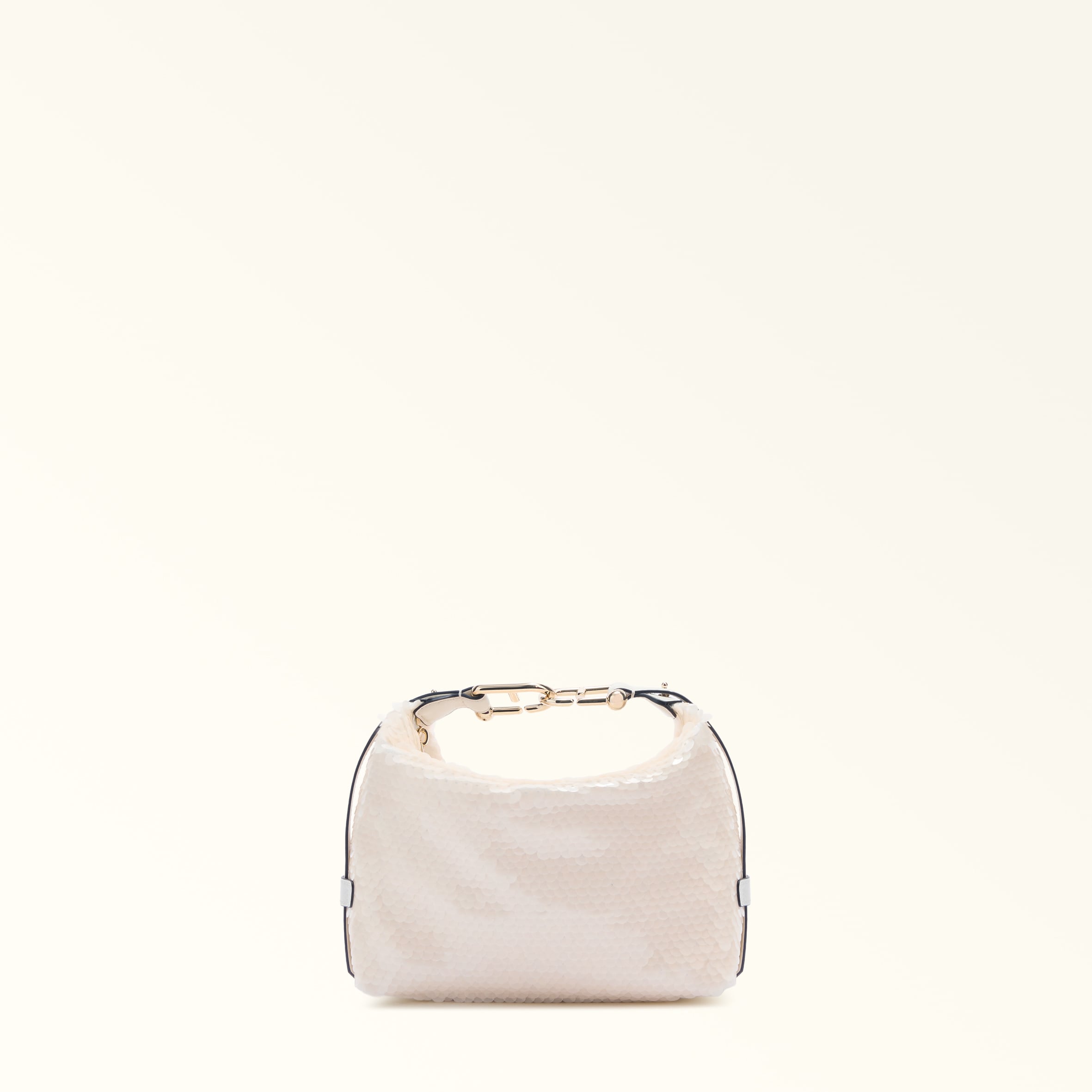 Furla White Tonie Mini Bag Talco H Paillettes Fabric Woman
