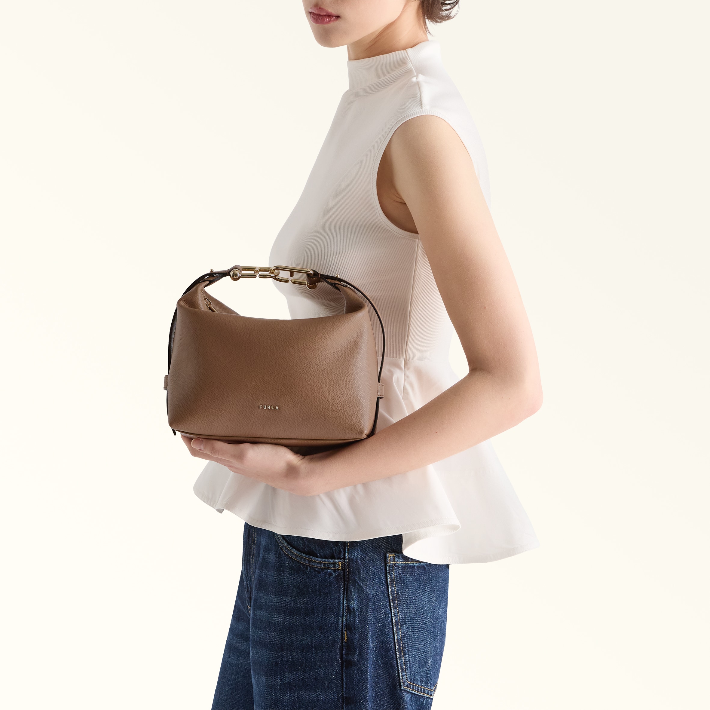 【使用1回】FURLA　Toni Antracite ジャカード ハンドバッグ フルラ トートバッグ ハンドバッグ リンダ FURLA WB01056 ARE000 LINDA