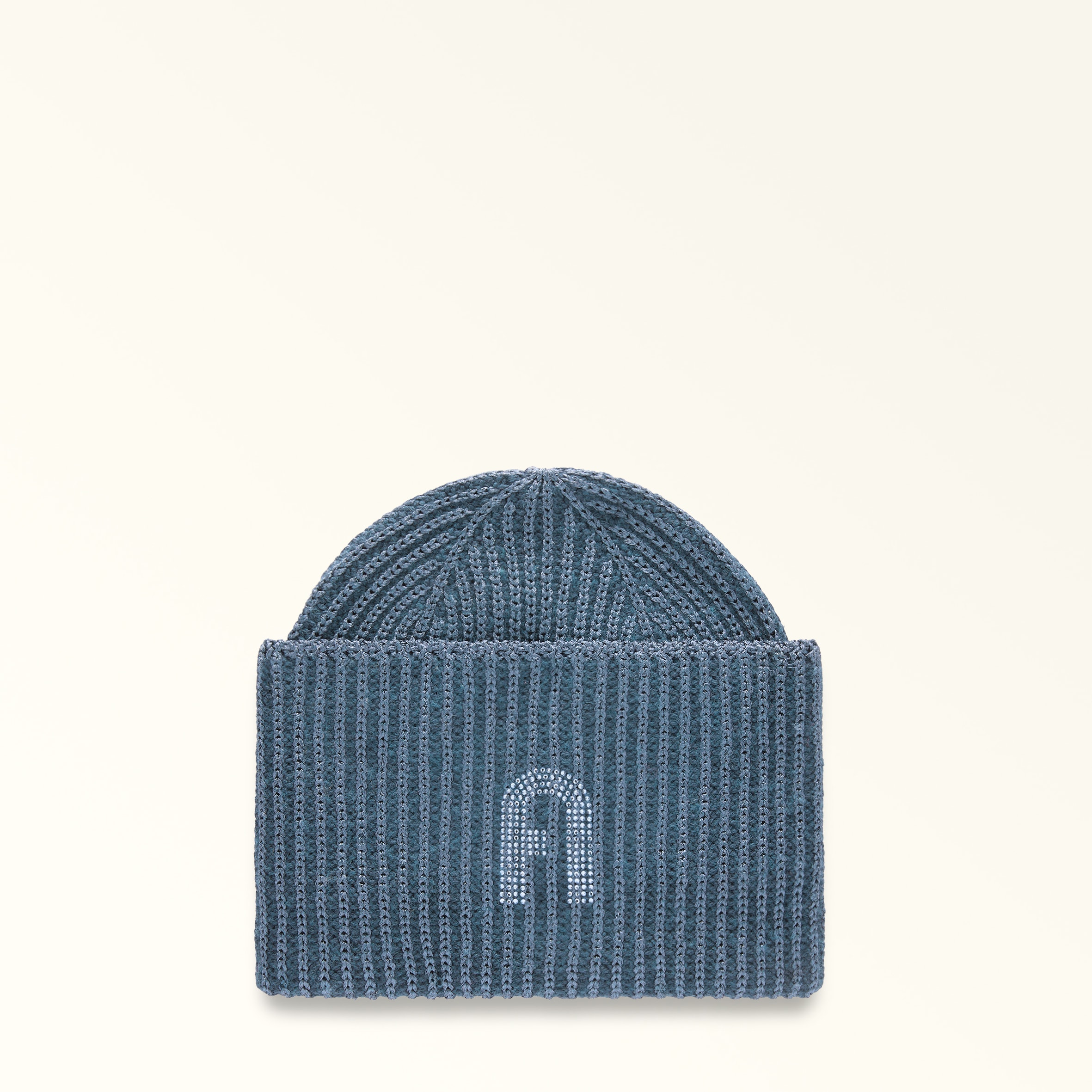 Furla Delizia Beanie Grigio Blu Lurex Wool Blend + Strass Woman In Blue