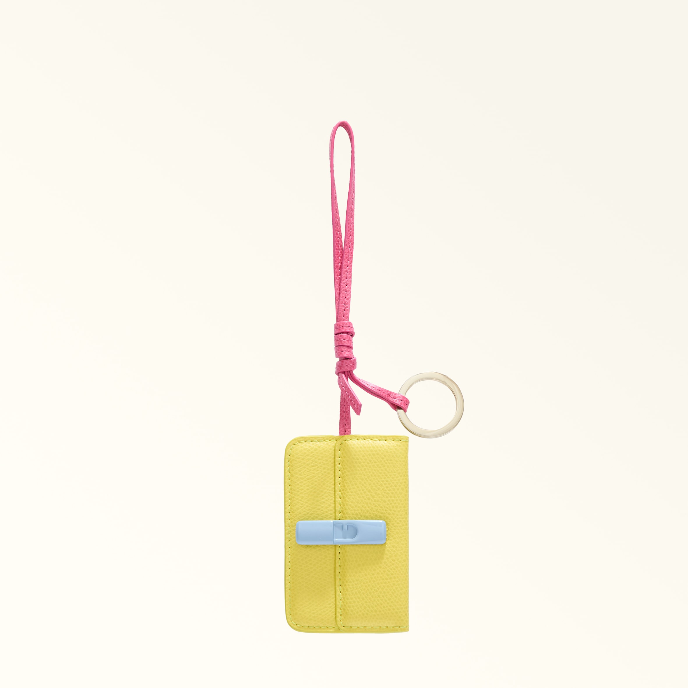 Furla Iride Charm Toni Museum Yellow Multicolour Textured Leather + Leather Mirror Effect Woman