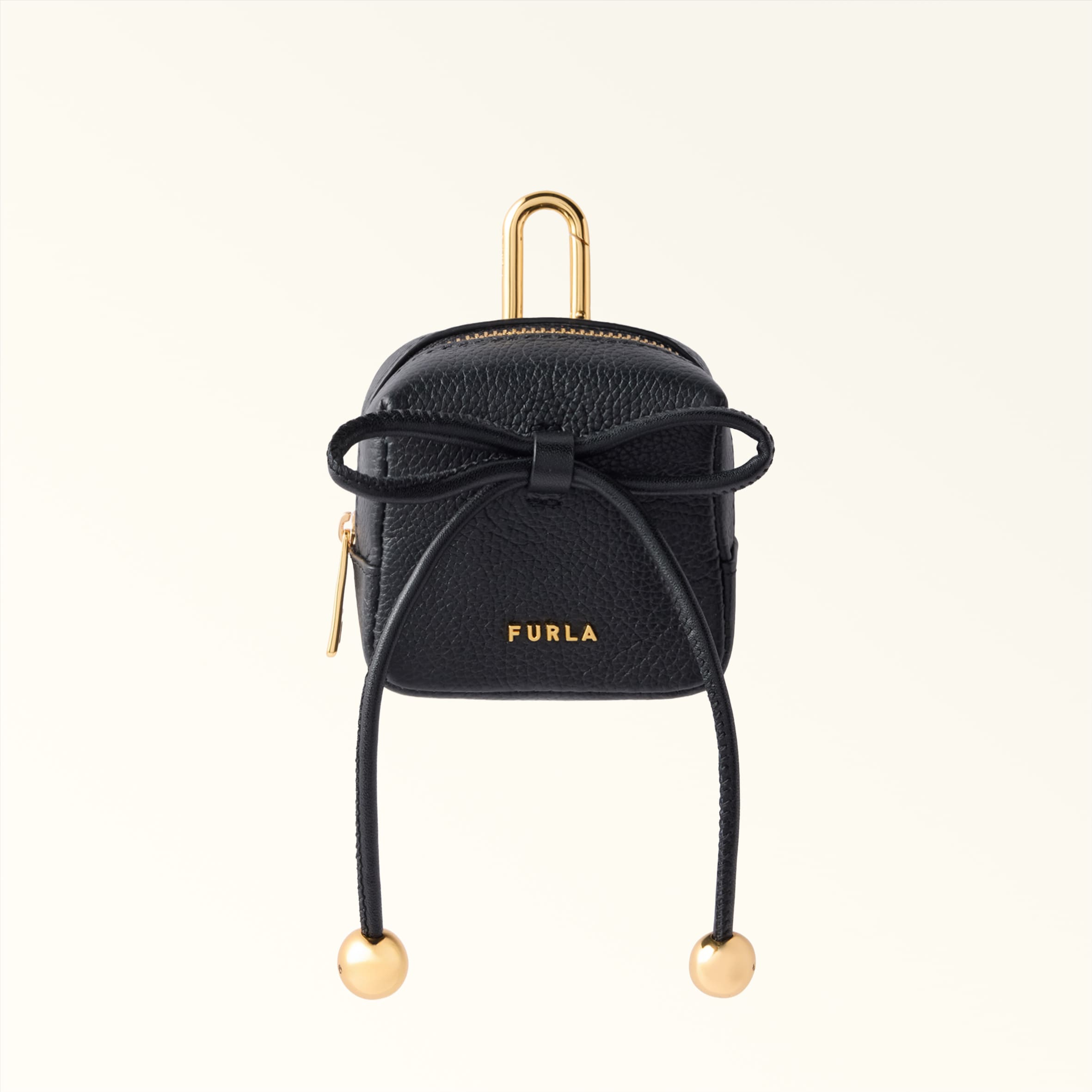 Furla Black Poppy Charm Nero Diamond Grained Leather + Sidney Calf Leather Woman