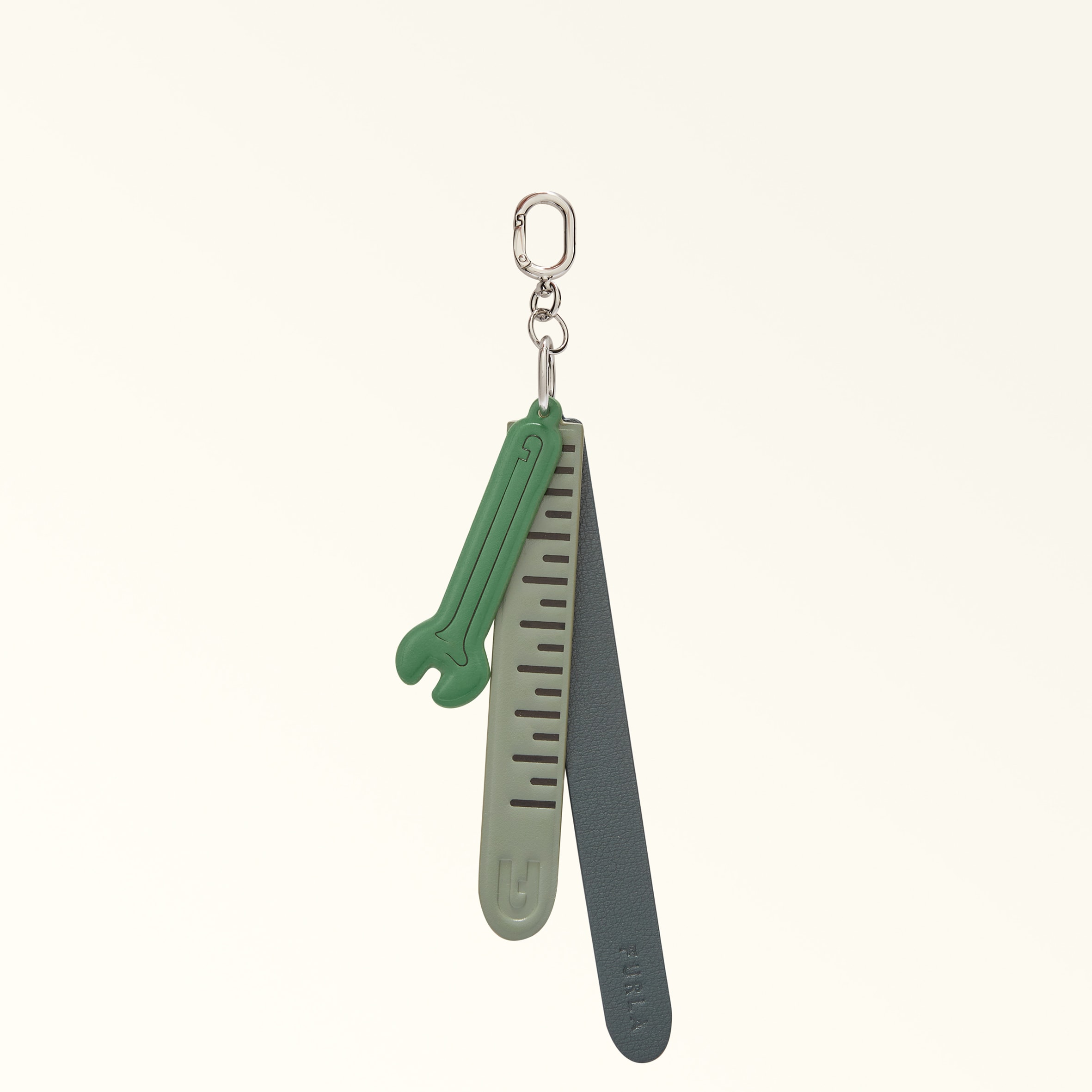 Furla Man Project Charm Toni Cilantro Green Multicolore Pelle Di Vitello Testurizzata Milos + Pelle