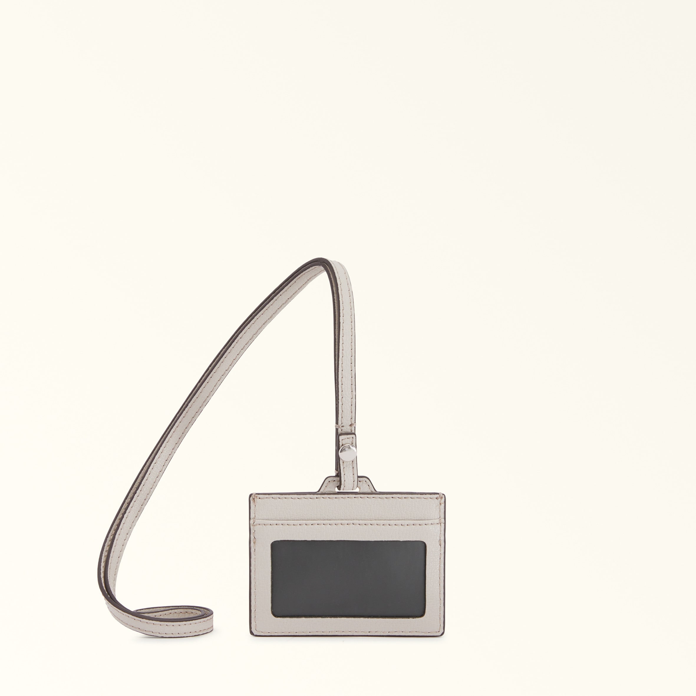 Furla Light/Grey Man Project Badge Holder Perla E Milos Textured Calf Leather Man