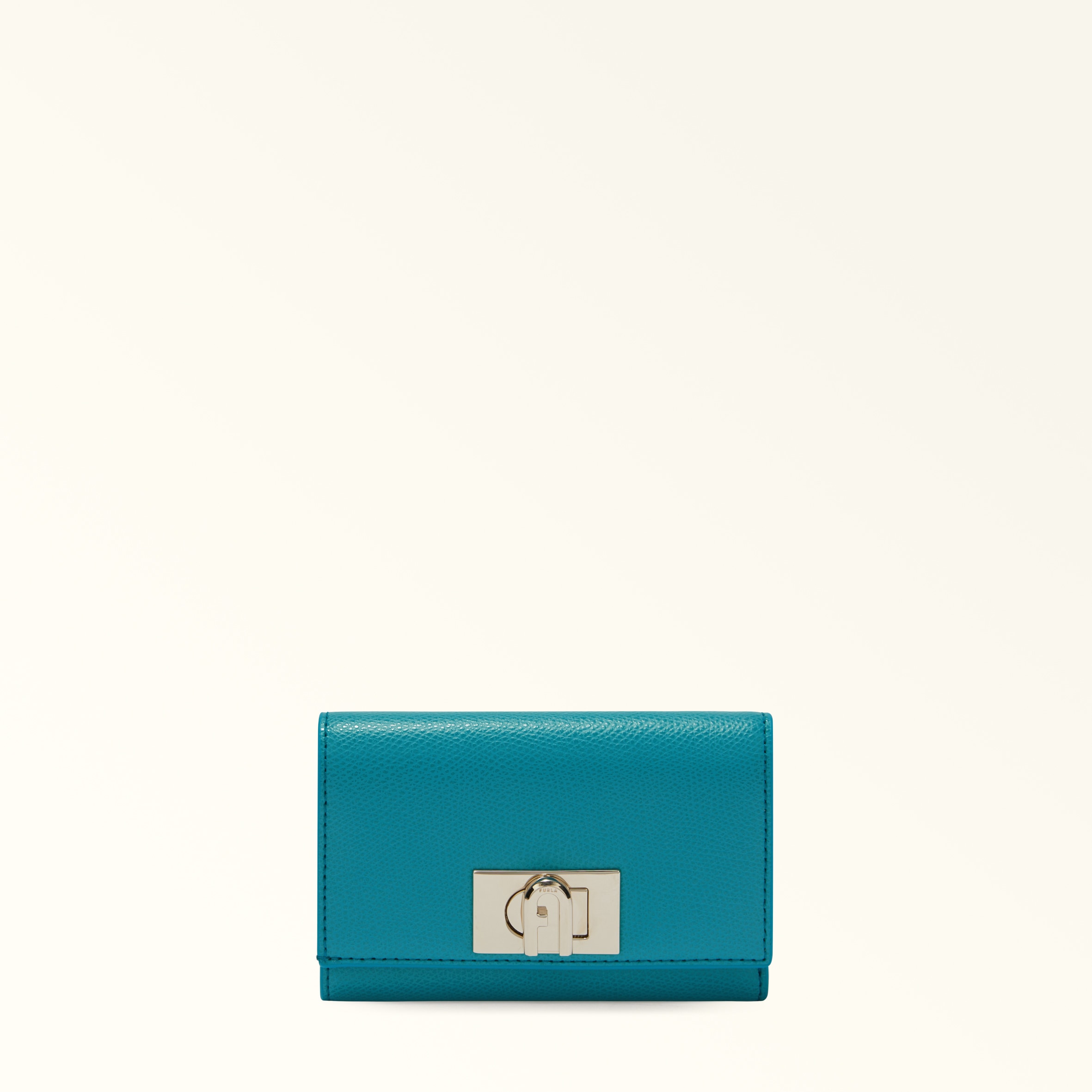 Furla 1927 Portafoglio Compatto M Turchese A Blu Pelle Stampata Donna In Blue