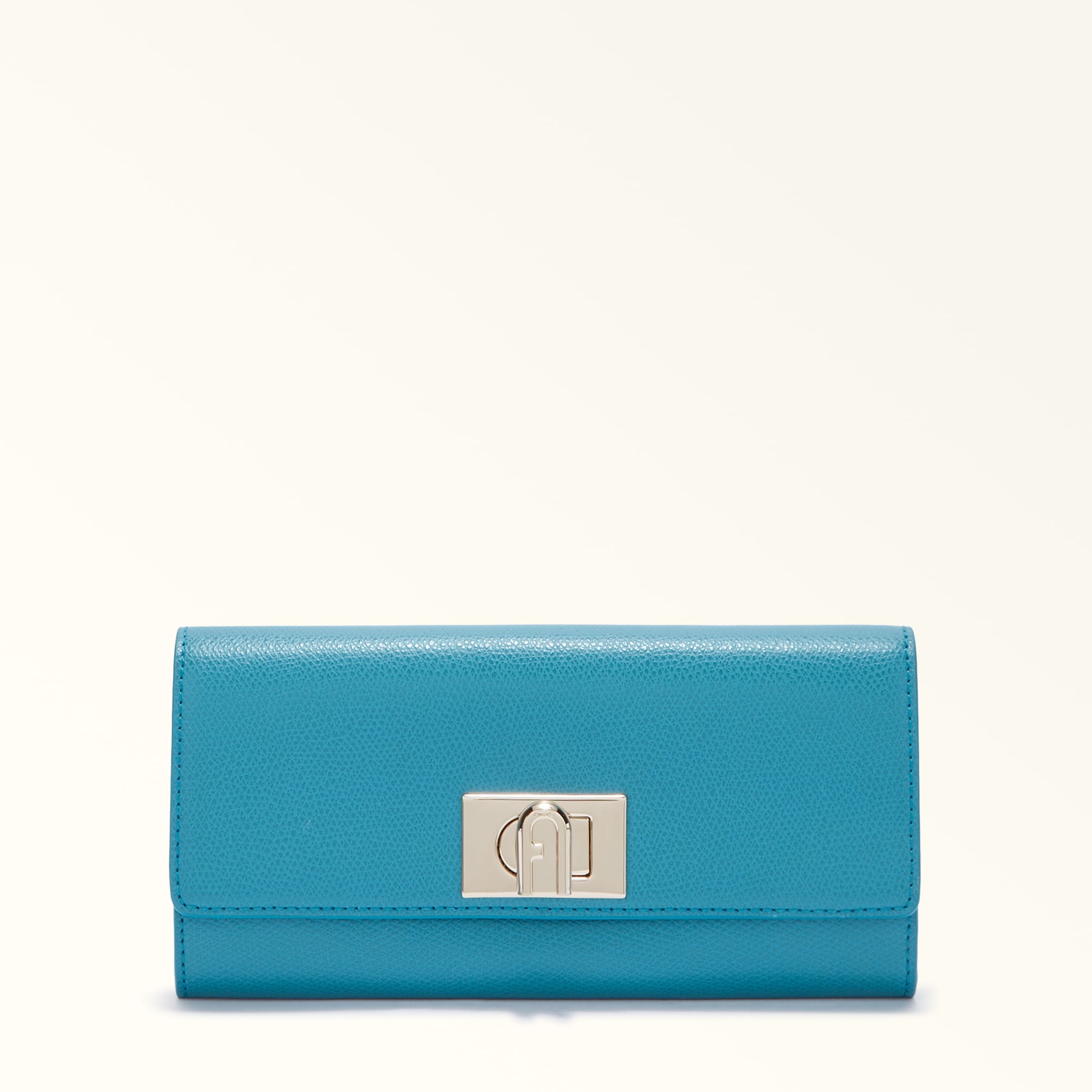 Furla 1927 Portafoglio Continental Xl Turchese A Blu Pelle Stampata Donna In Blue