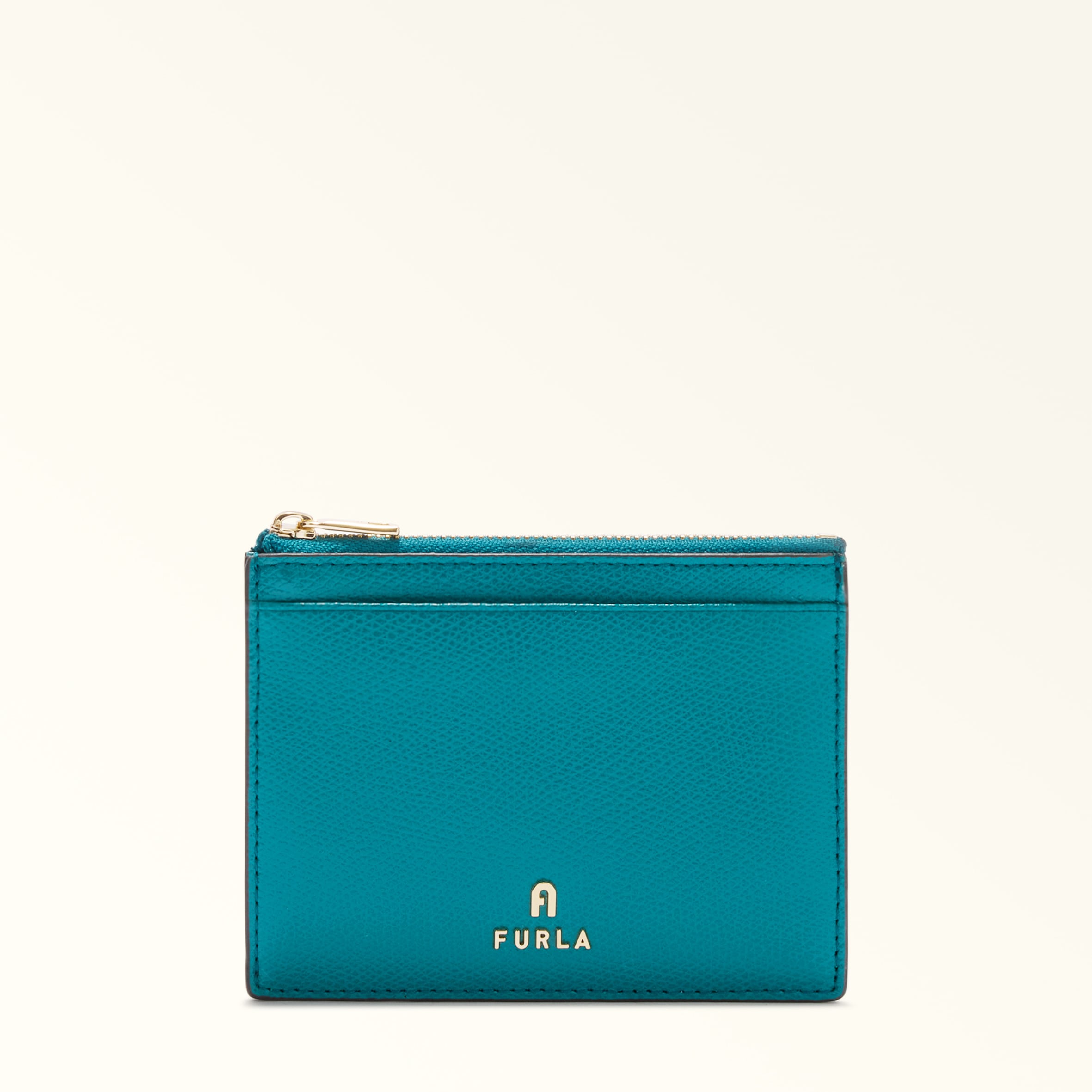 Furla Camelia Card Case M Amatore Blue Blue Textured Leather Woman