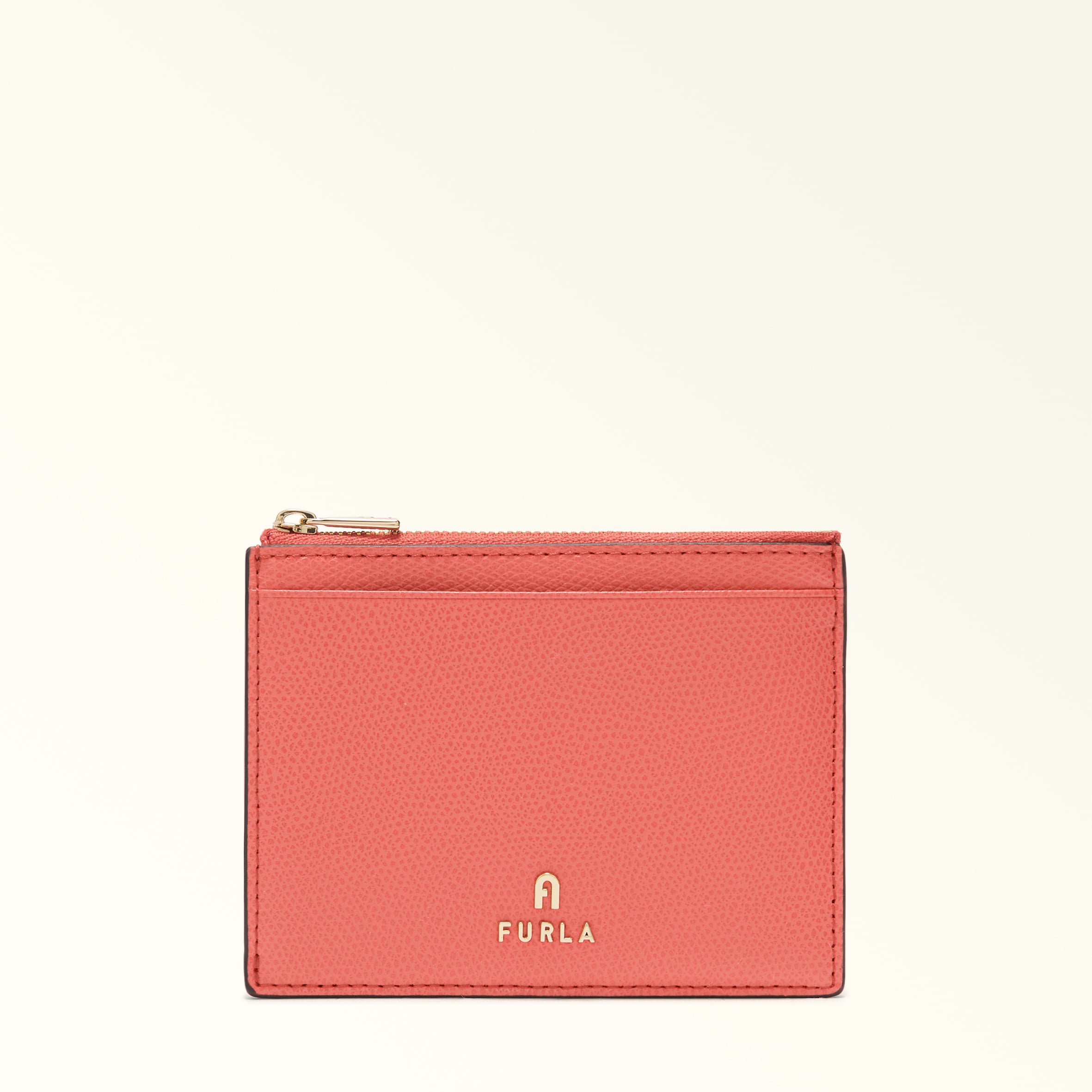 Furla Orange Camelia Card Case M Aperitivo Textured Leather Woman
