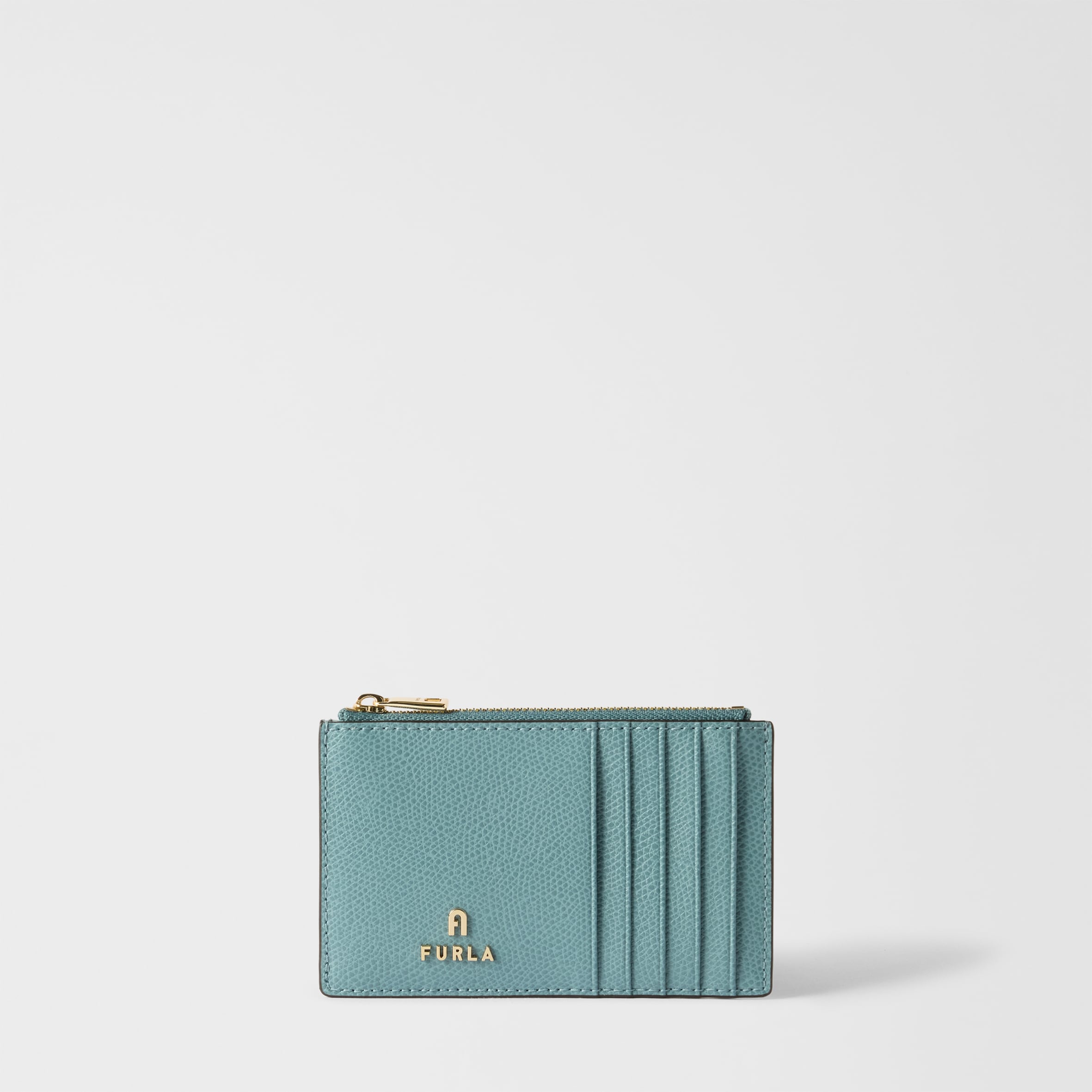 Furla Camelia Card Case M Cloud Blue Blue Textured Leather Woman
