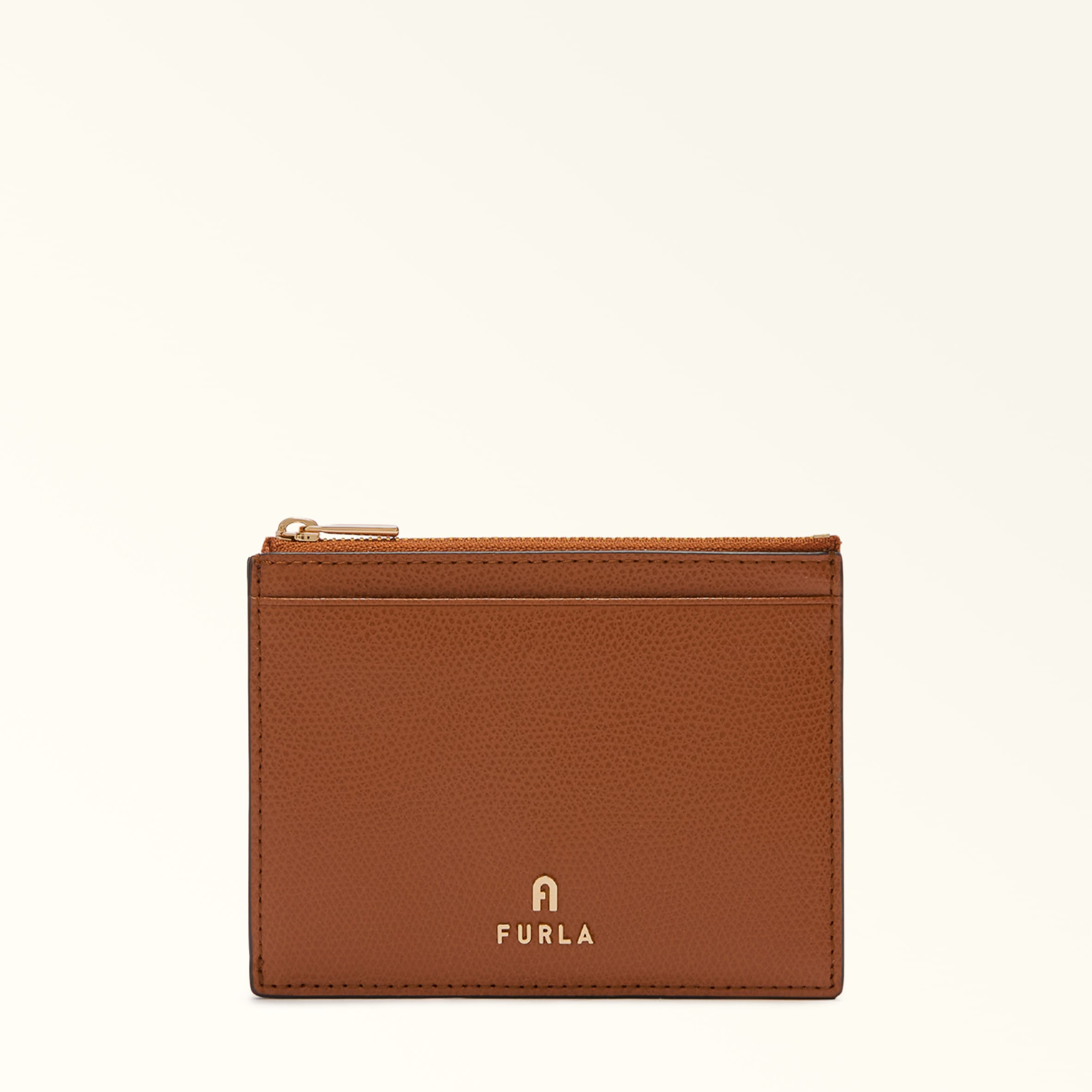 Furla Camelia Porta Carte Di Credito M Cognac H Marrone Pelle Stampata Donna In Brown