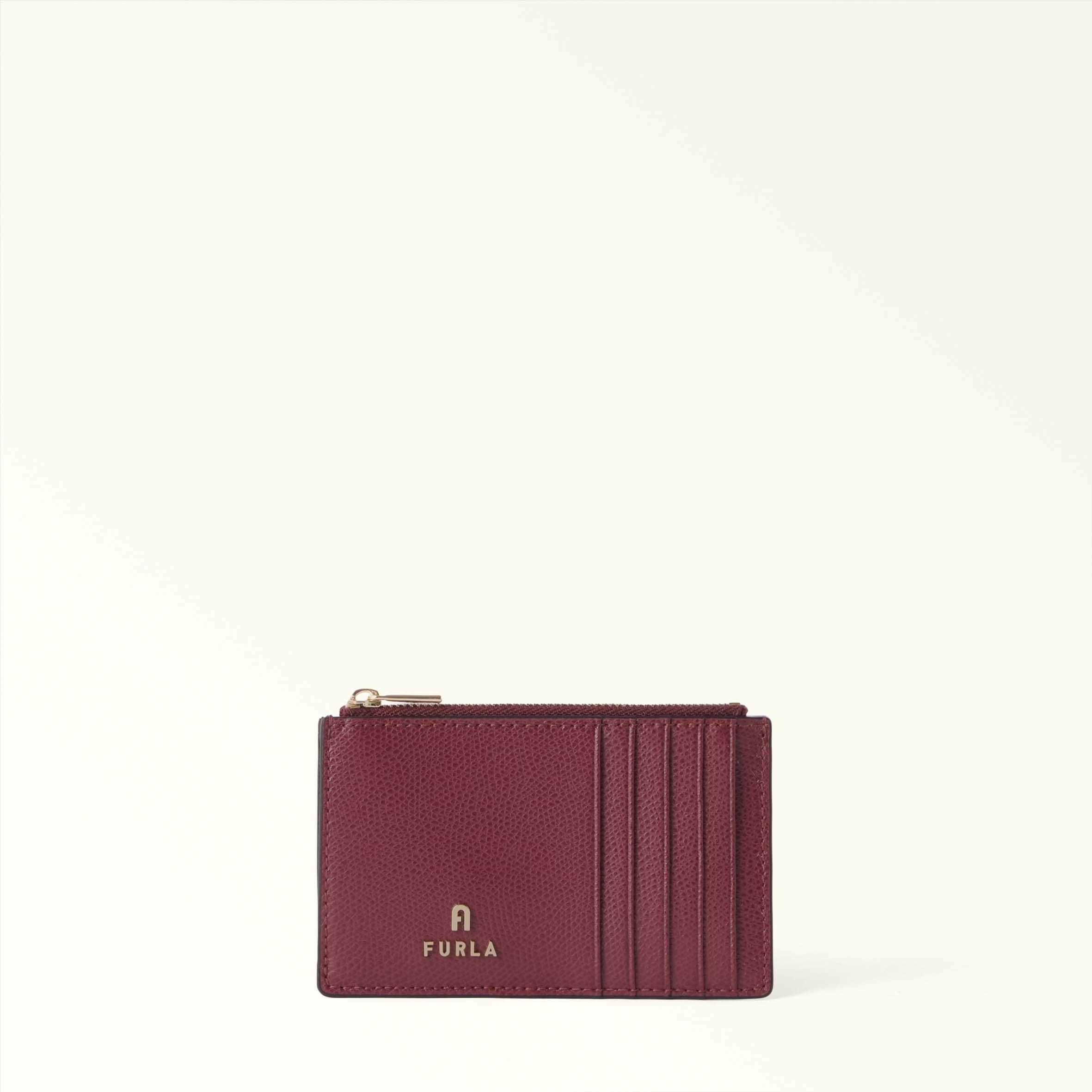 Furla Red Camelia Card Case M Apple Textu Leather Woman