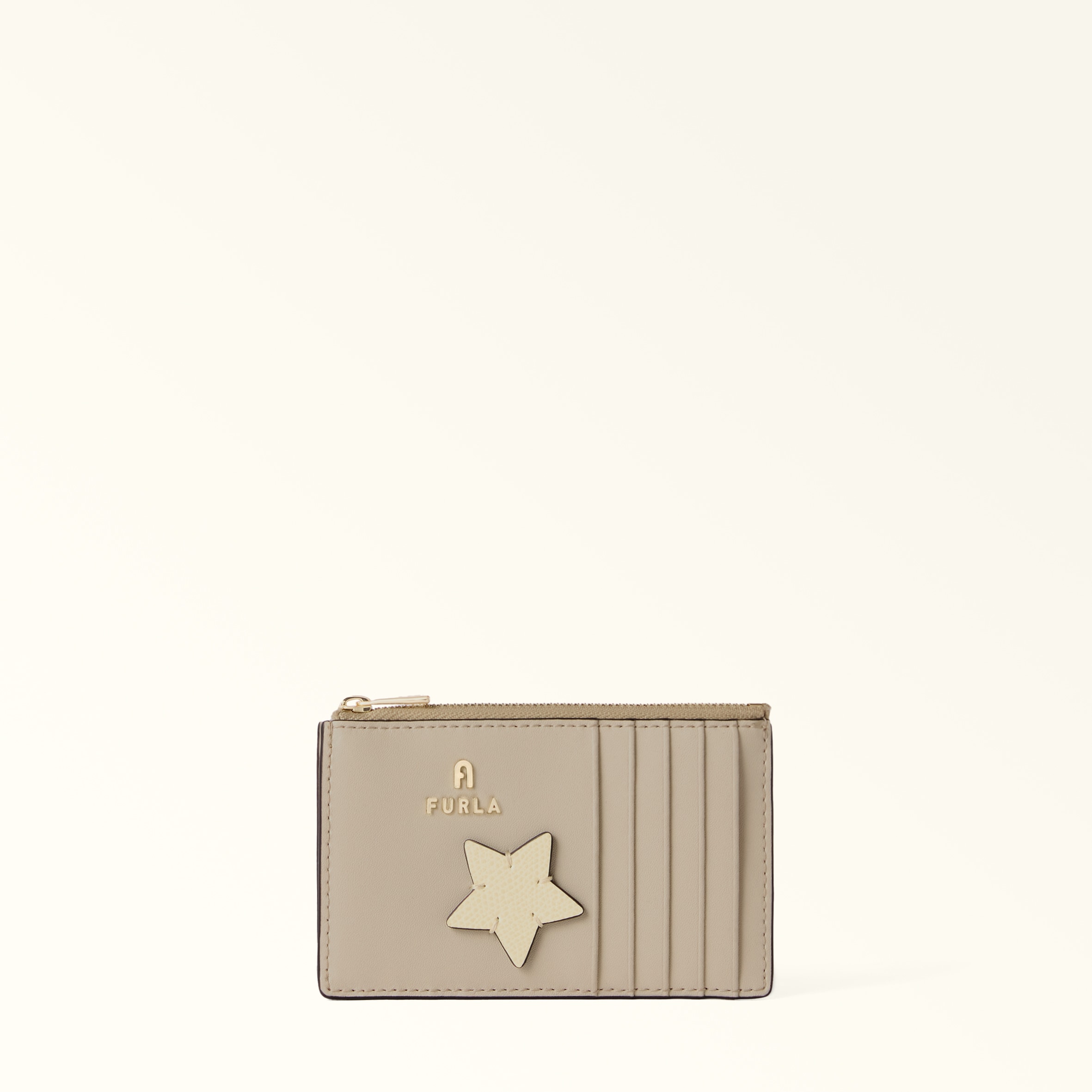 Furla Camelia Porta Carte Di Credito M Toni Butter Bianco Pelle Di Vitello Sidney + Applicazione Ste In Neutral