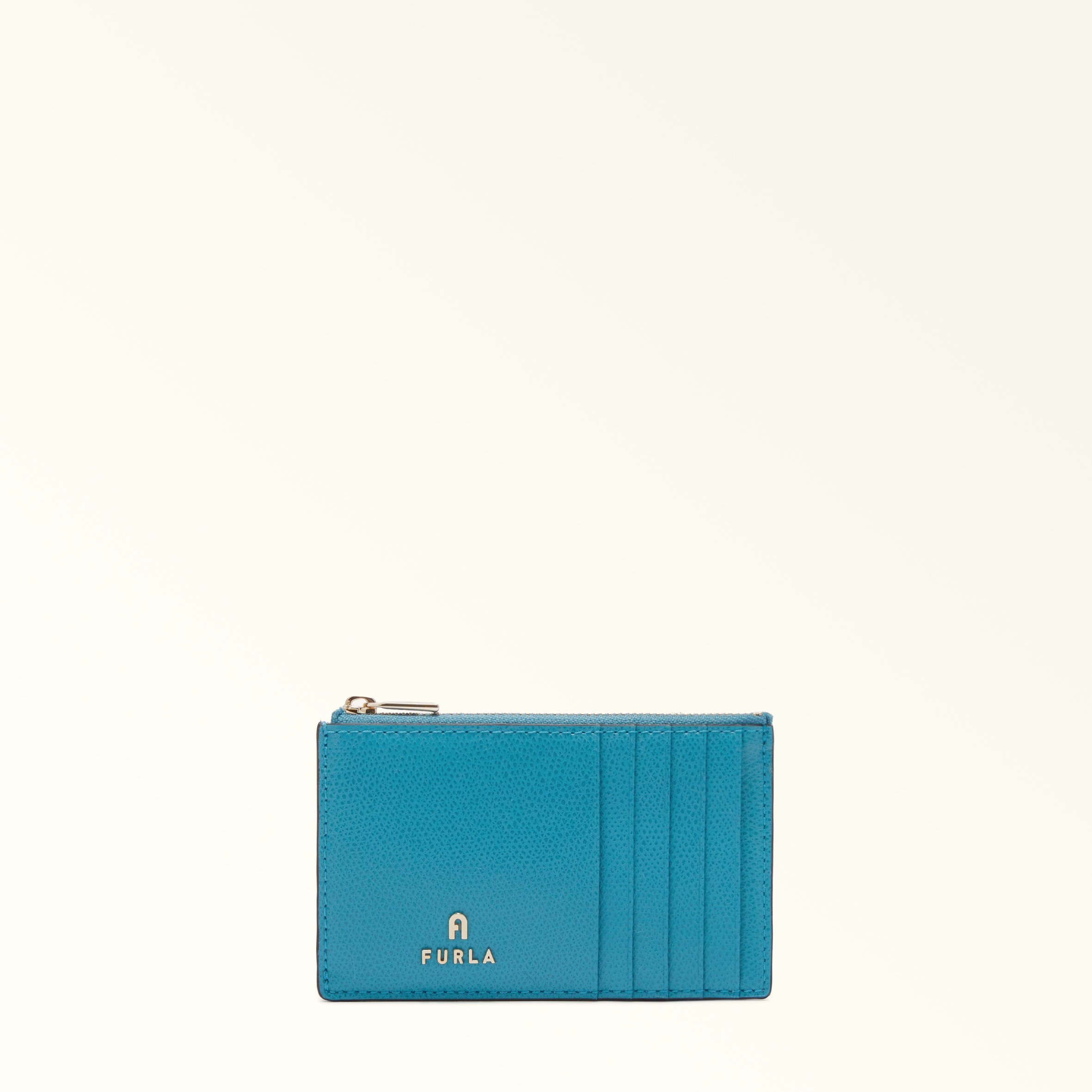 Furla Camelia Porta Carte Di Credito M Turchese A Blu Pelle Stampata Donna In Blue
