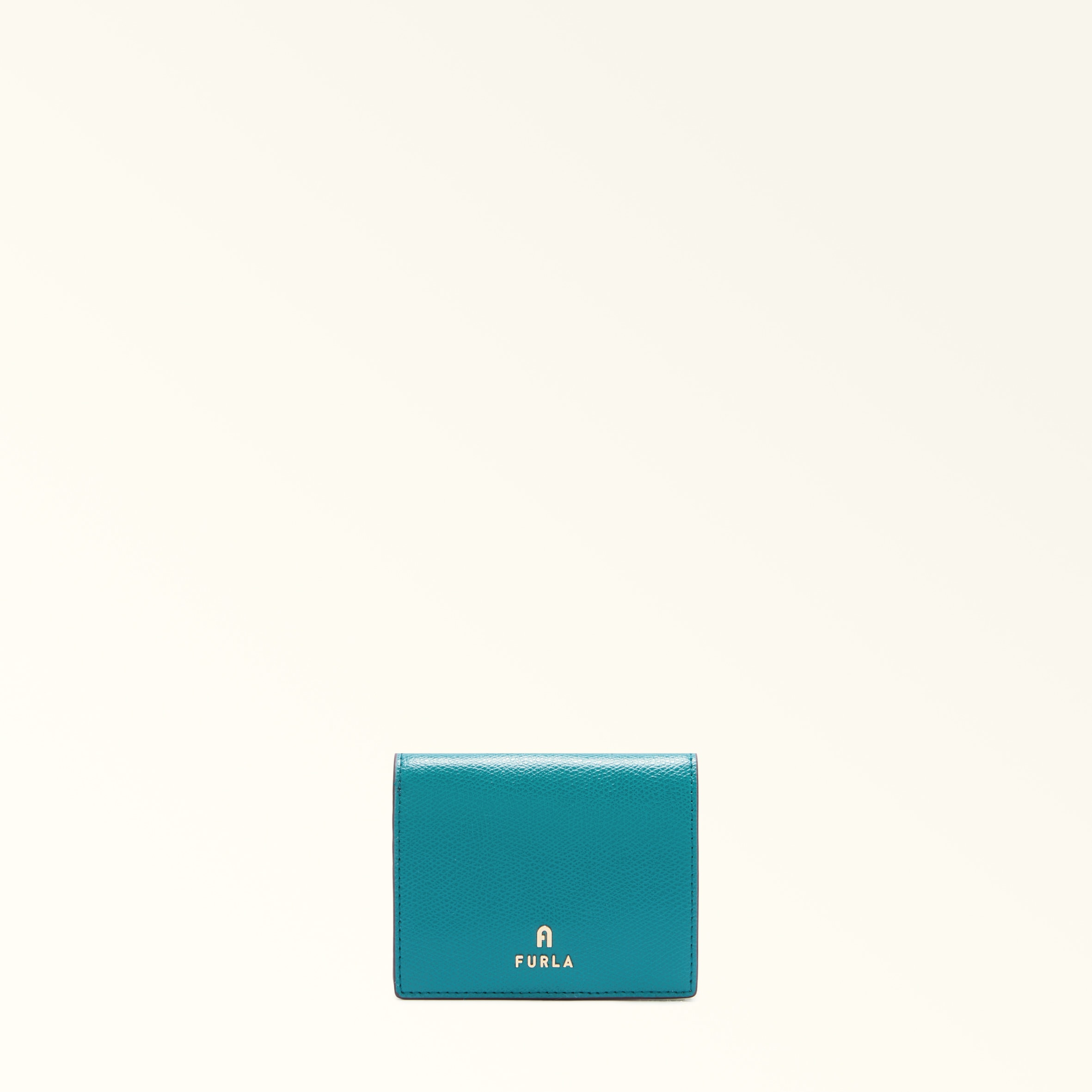Furla Blue Camelia Compact Wallet S Amatore Textured Leather Woman