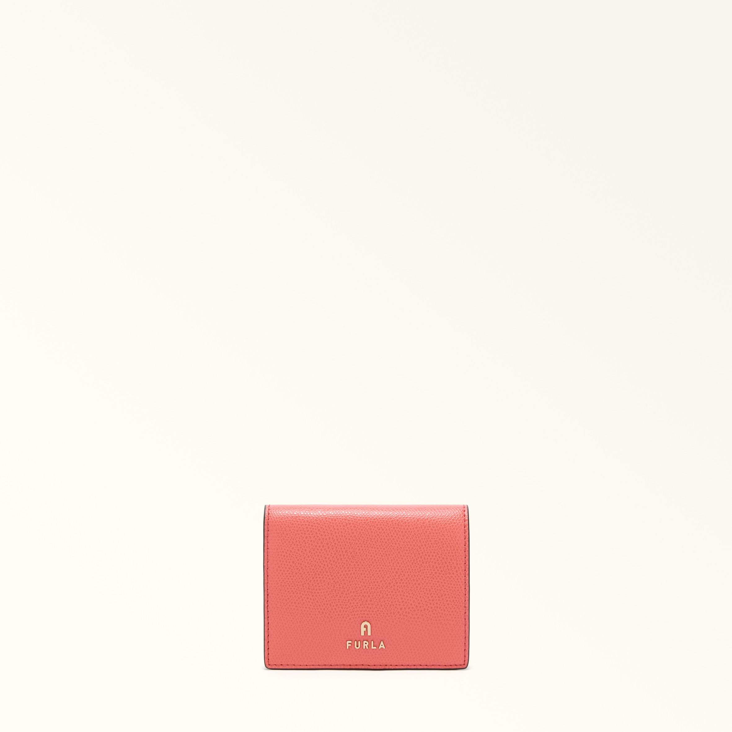 Furla Orange Camelia Compact Wallet S Aperitivo Textured Leather Woman