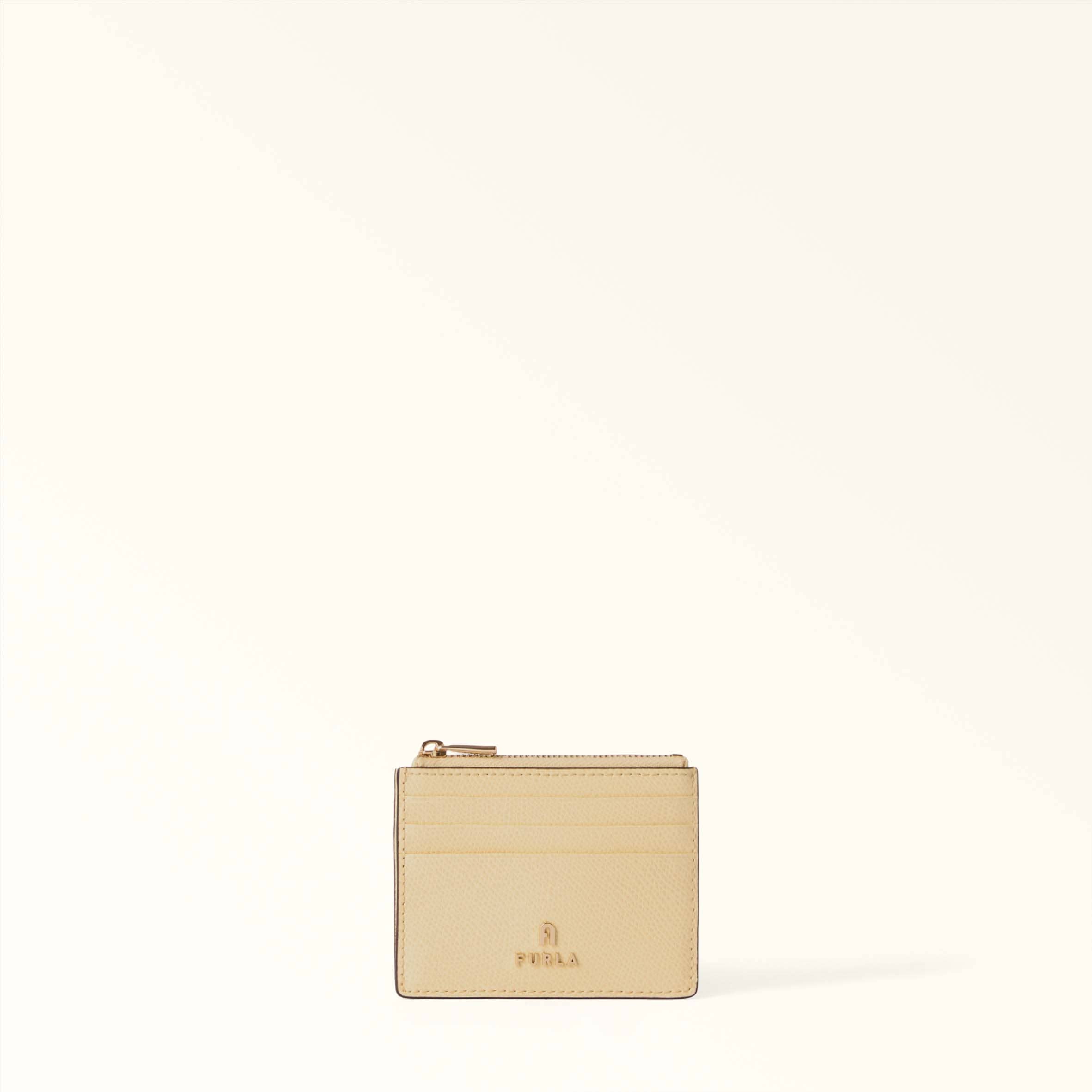 Furla Beige Camelia Card Case S Cremino Textured Leather Woman