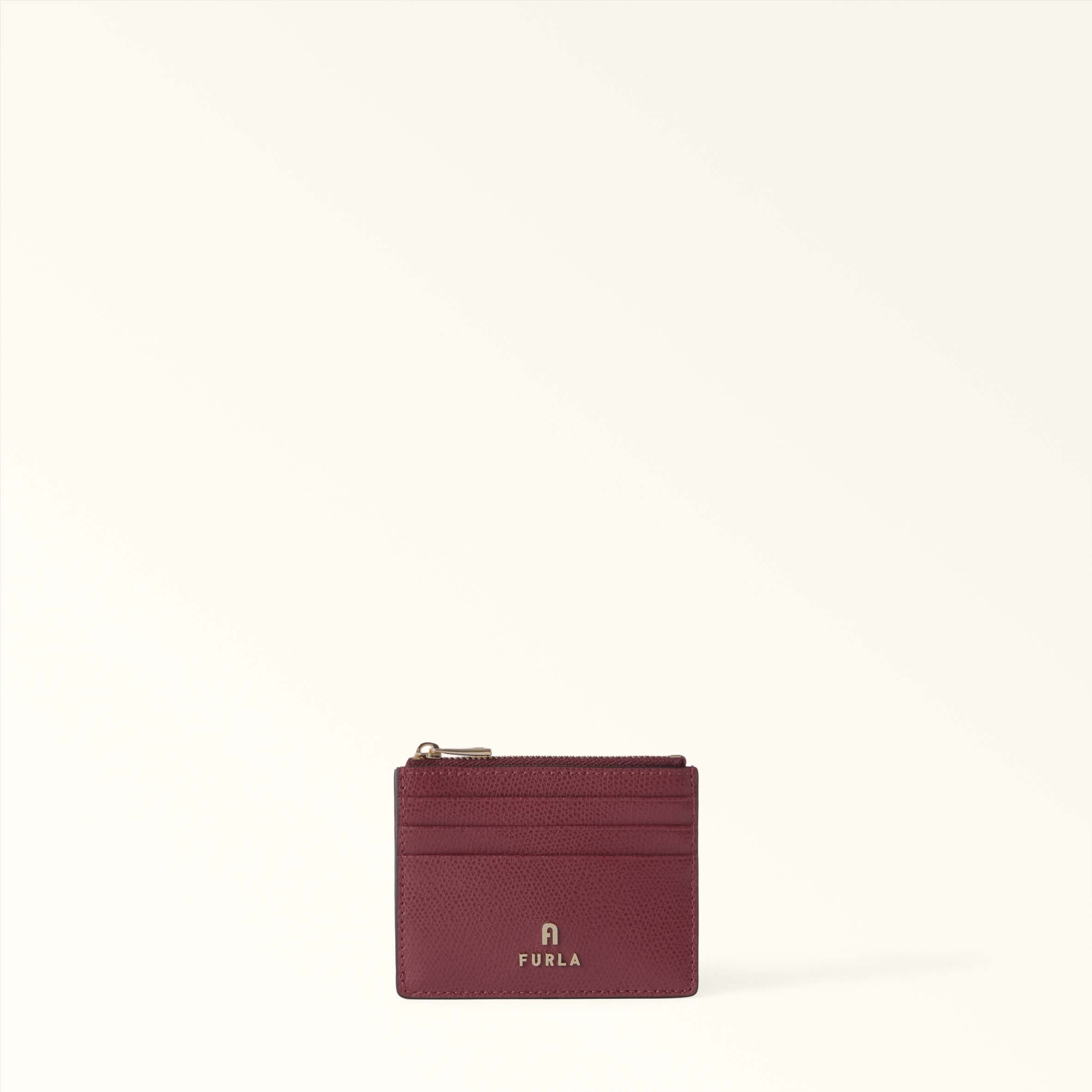 Furla Red Camelia Card Case S Apple Textu Leather Woman