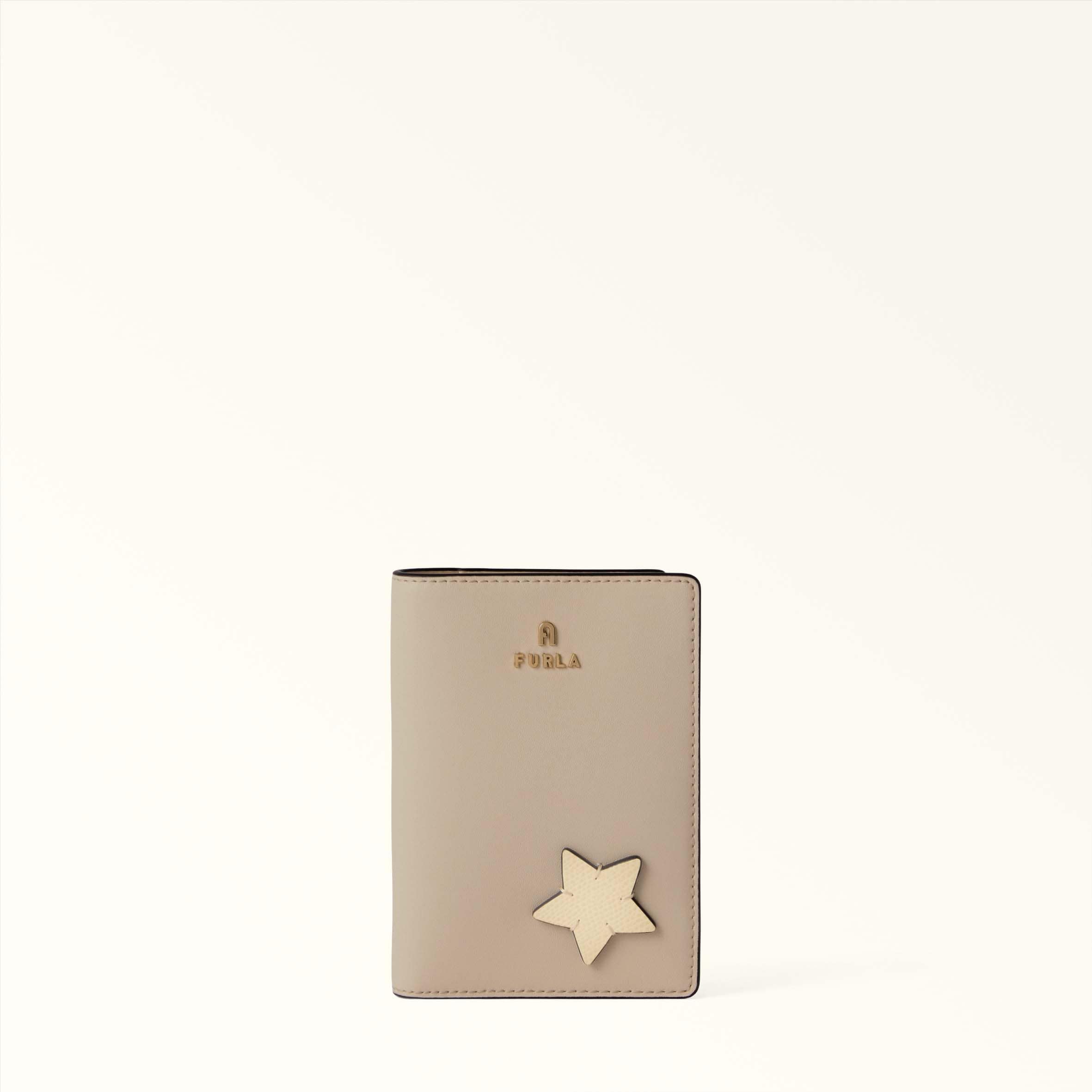 Furla Camelia Custodia Passaporto S Toni Butter Bianco Pelle Di Vitello Sidney + Applicazione Stella In White