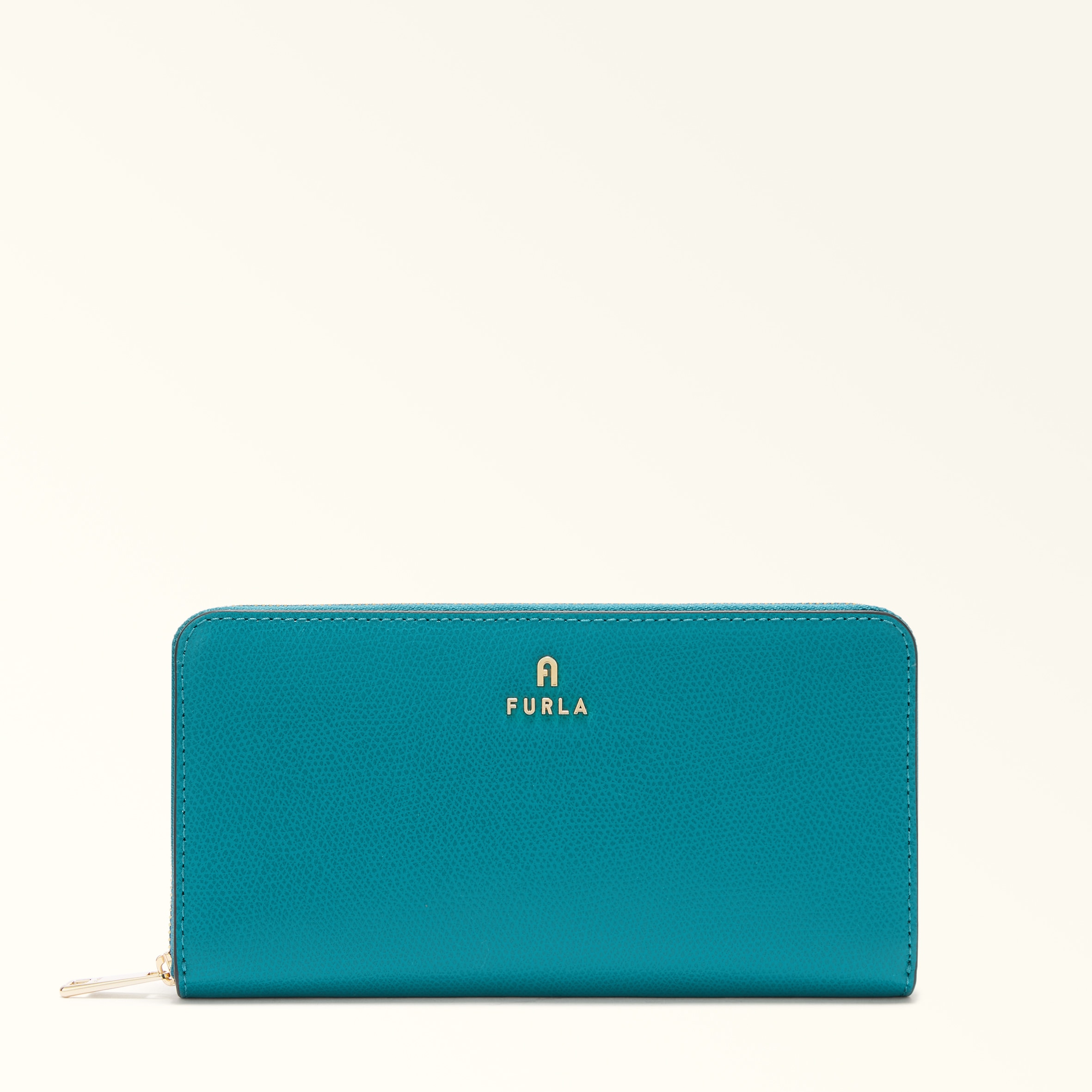 Furla Blue Camelia Zip Around Xl Amatore Textured Leather Woman