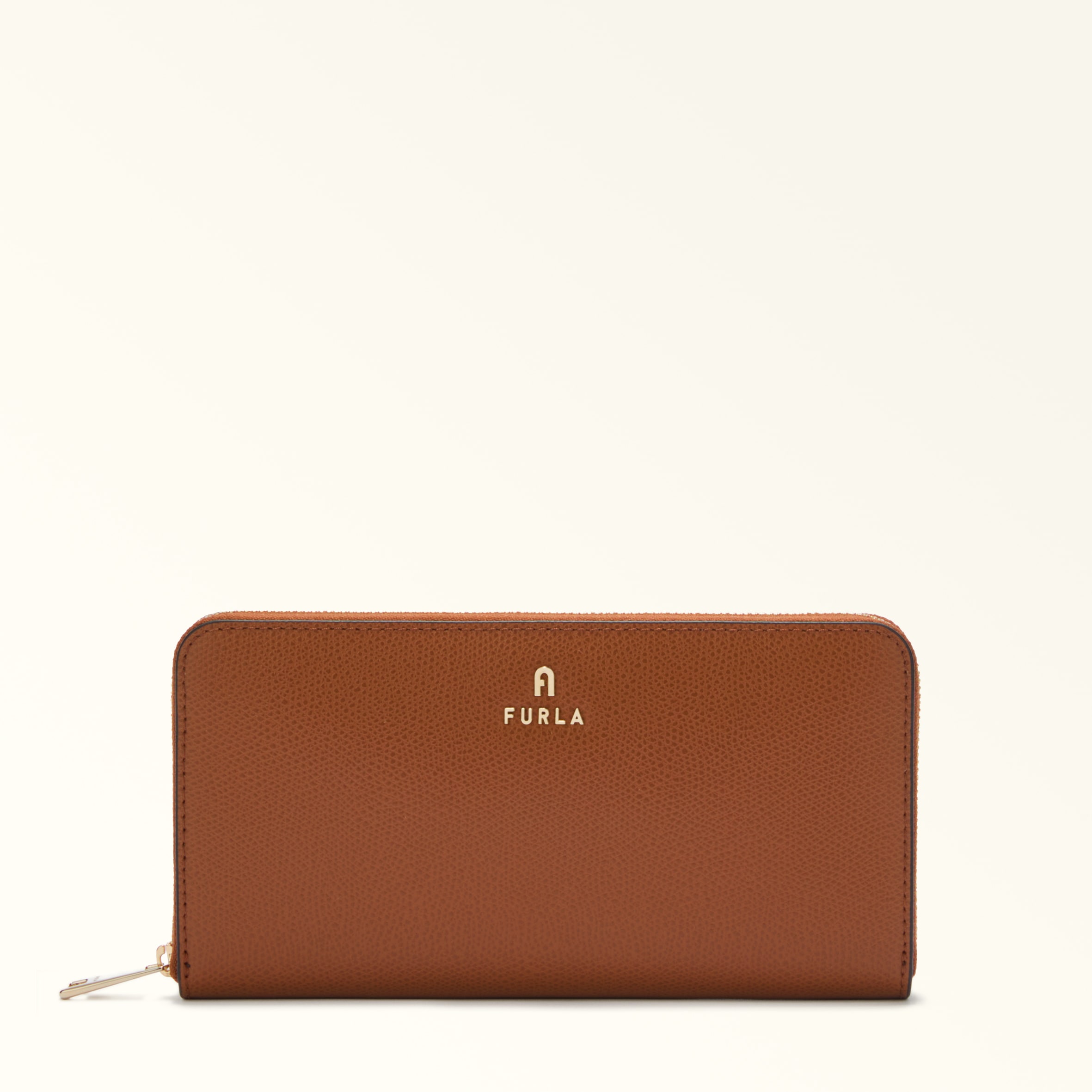 Furla Camelia Zip Around Xl Cognac H Marrone Pelle Stampata Donna In Brown