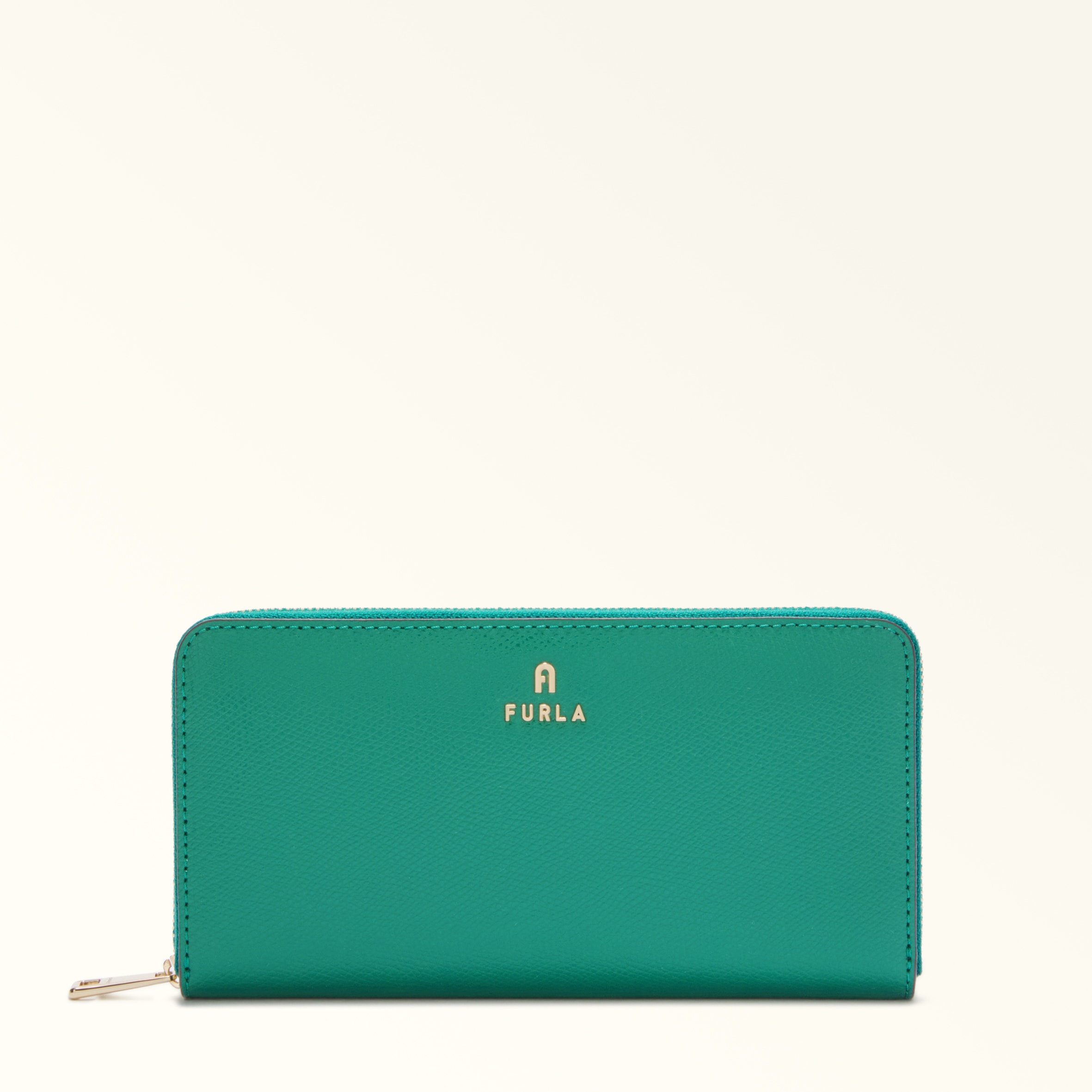 Furla Camelia Zip Around Xl Jade Verde Pelle Stampata Donna In Green