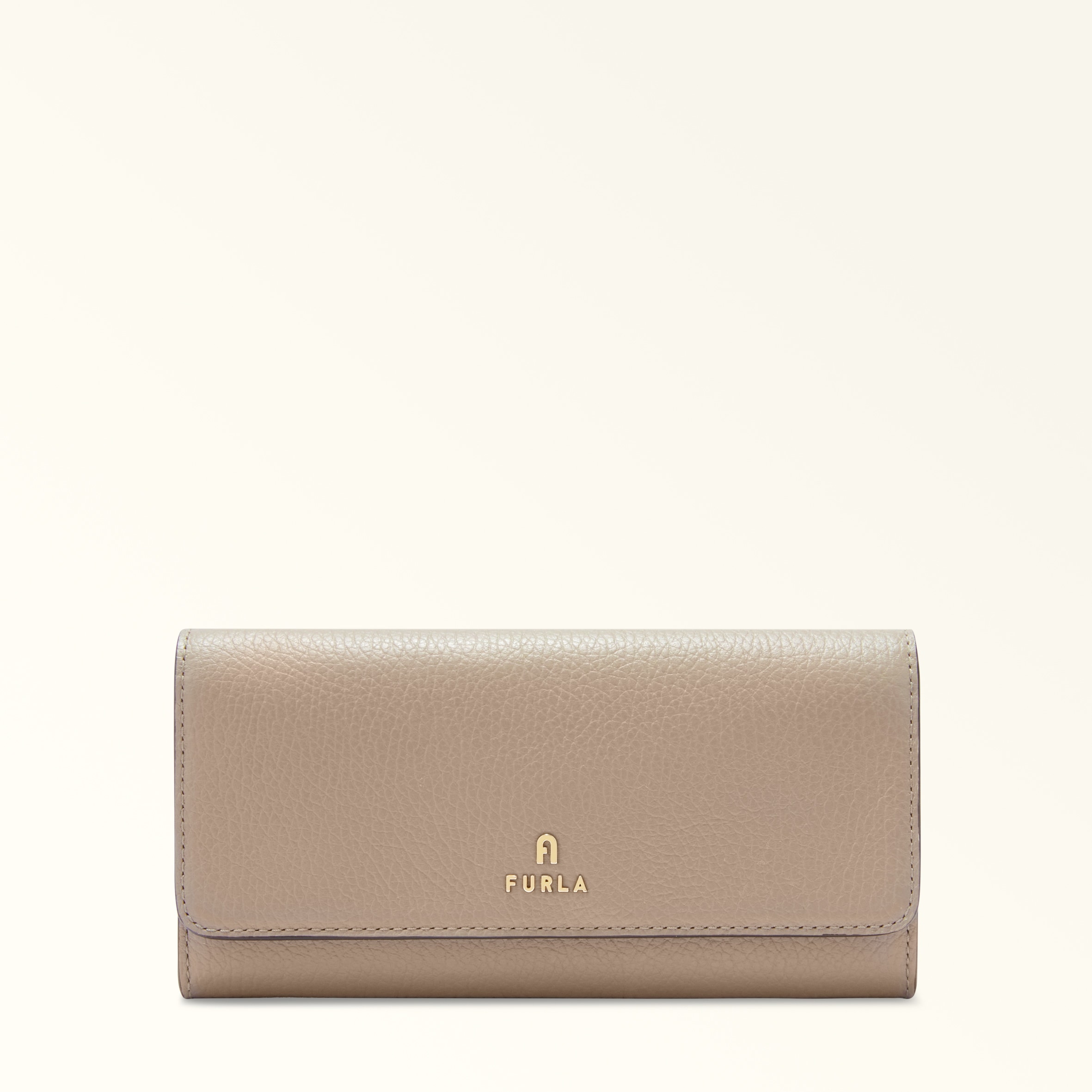 Furla Camelia Portafoglio Continental Xl Stucco Gray Grigio Pelle Di Vitello Granata Donna