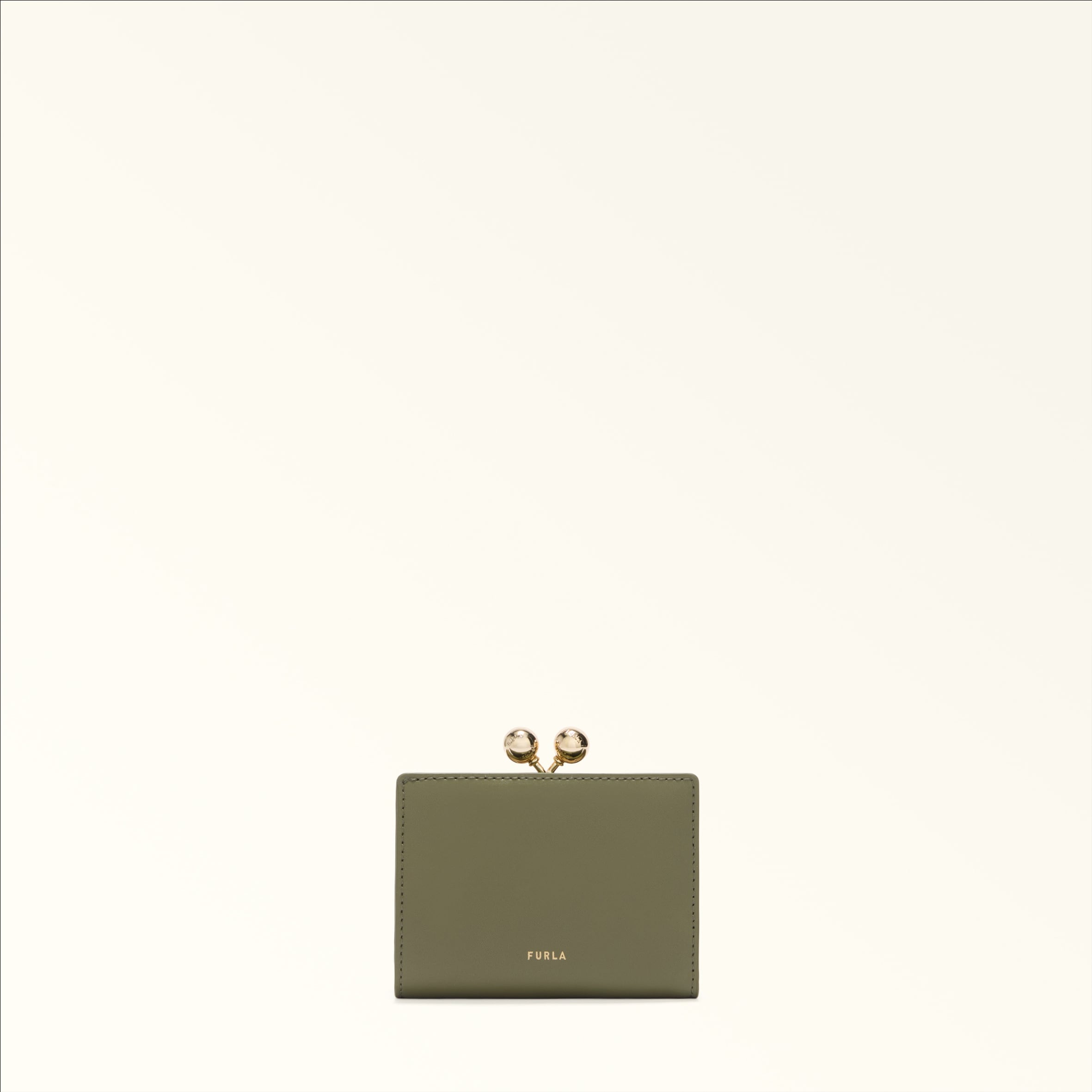 Furla Green Dots Compact Wallet S Avocado Sidney Calf Leather Woman