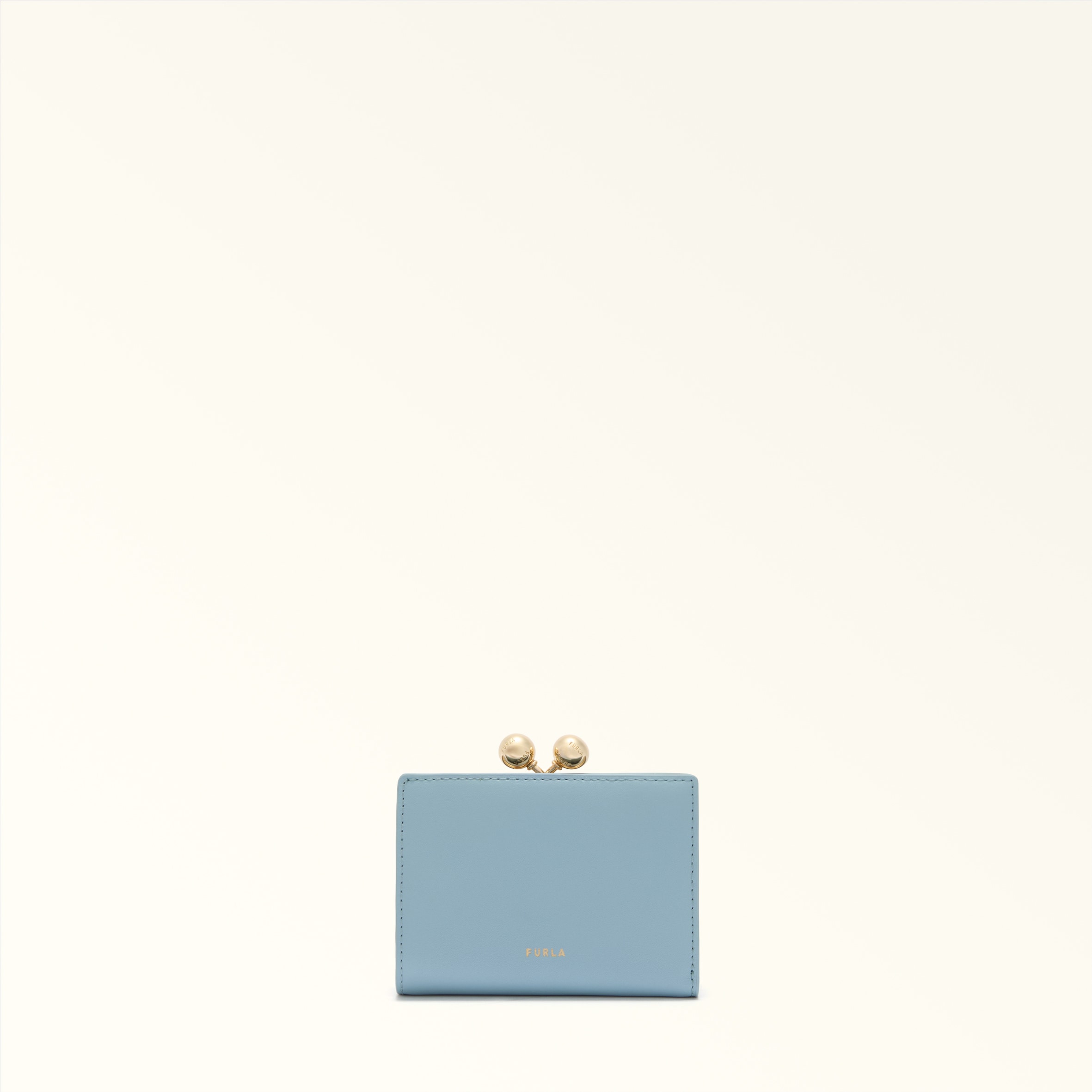 Furla Blue Dots Compact Wallet S Carta Da Zucchero Sidney Calf Leather Woman