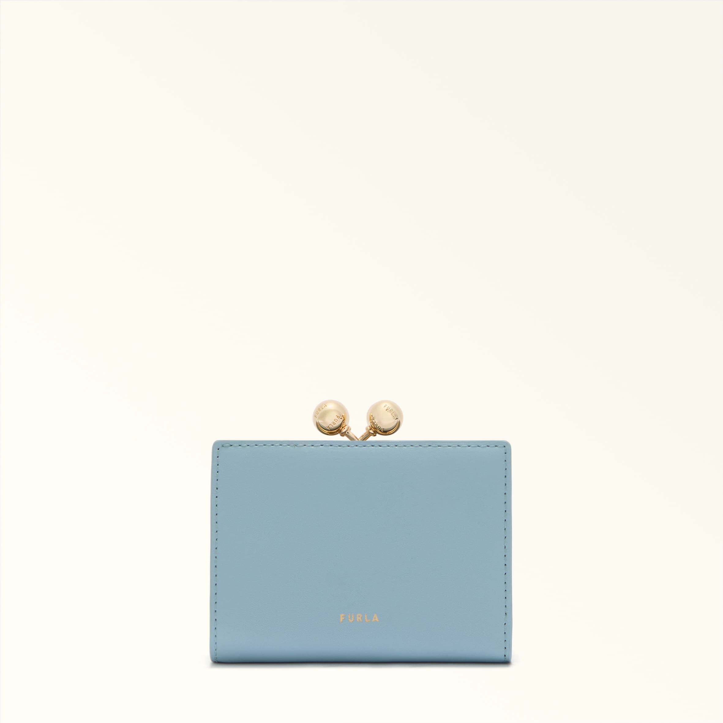 Furla Dots Coin Case S Carta Da Zucchero Blue Sidney Calf Leather Woman