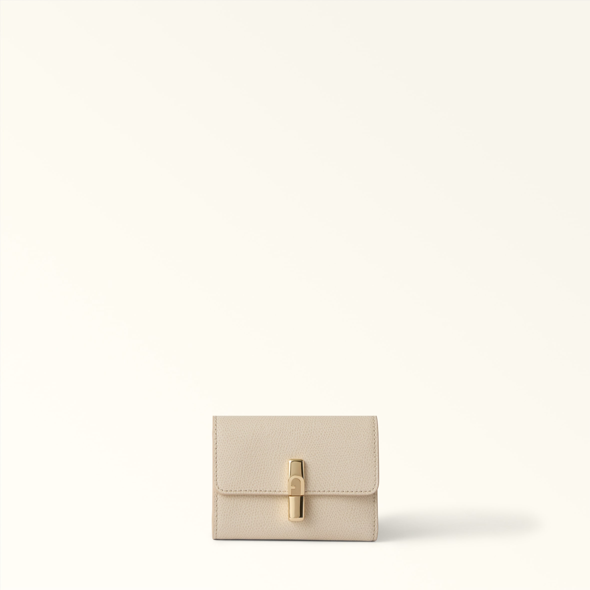 Furla Iride Compact Wallet S Butter White Textured Leather Woman