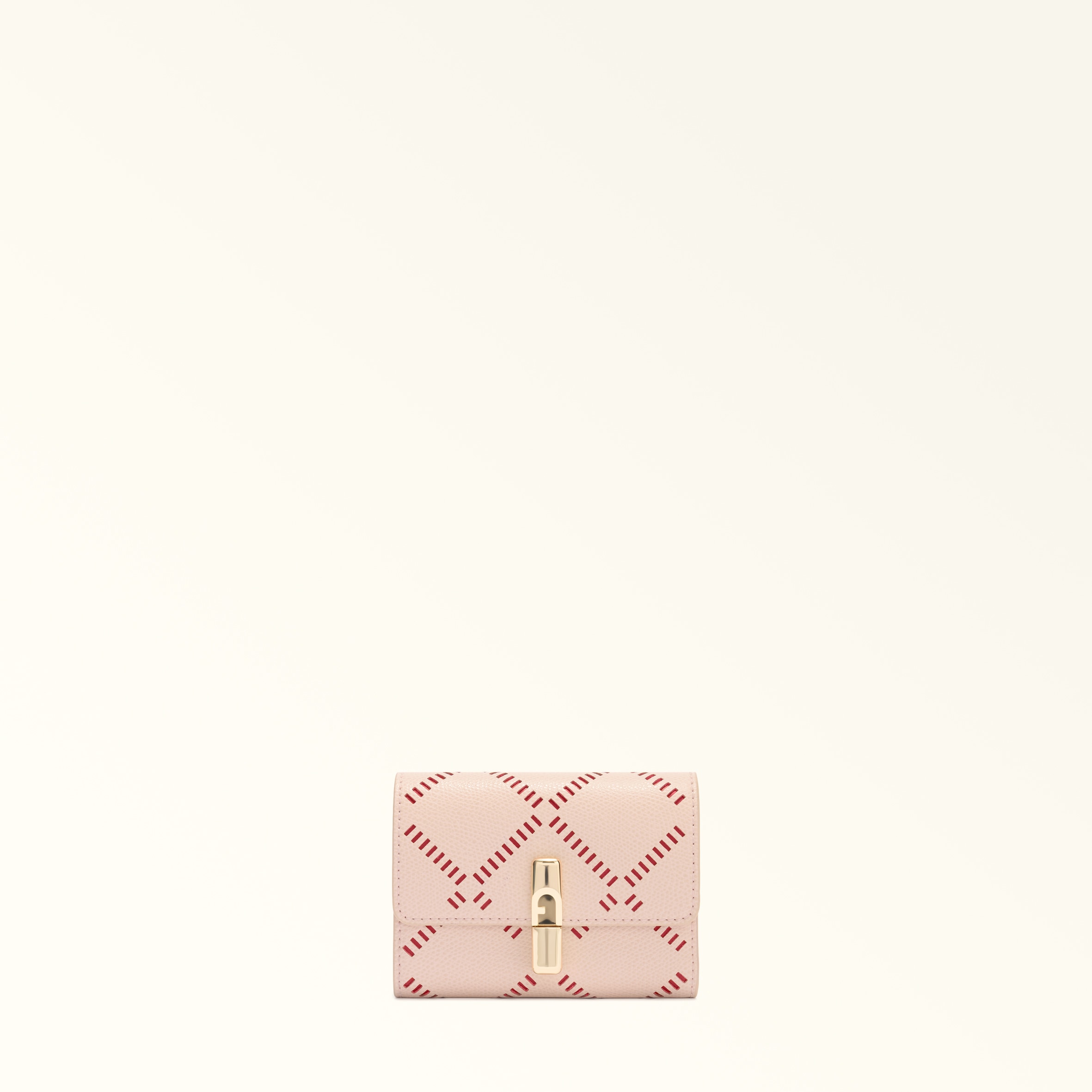 Furla Pink/Red Iride Compact Wallet S Dusty +M1 Int. Perforated Ares Textu Leather Woman