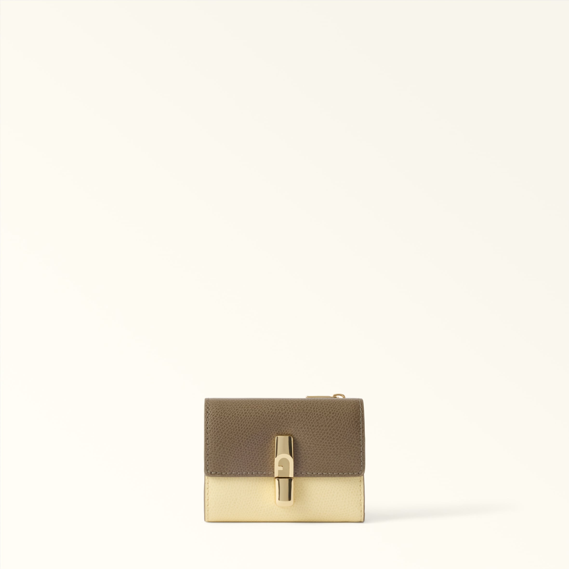 Furla Iride Compact Wallet S Muddy Gray Grey Textured Leather Woman