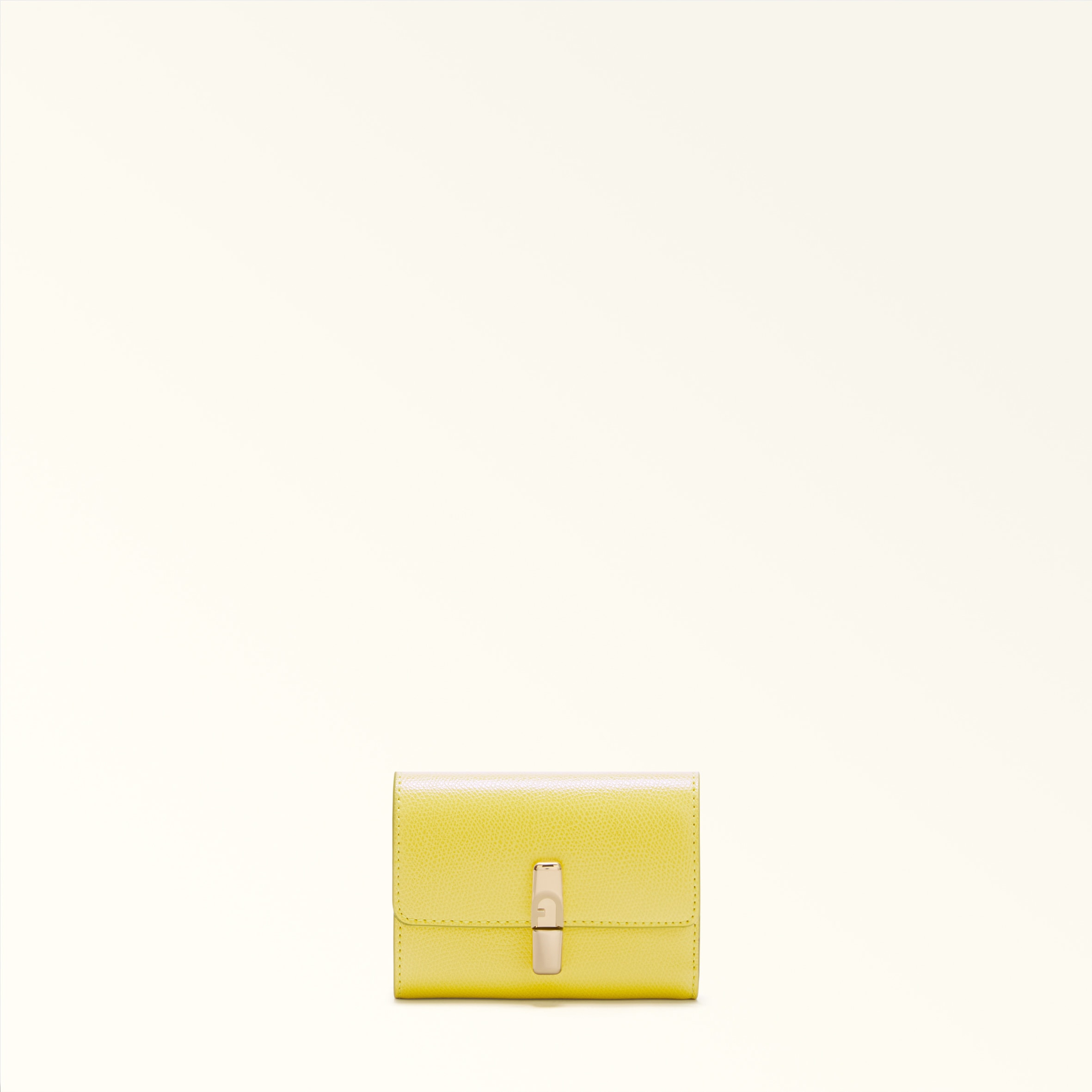 Furla Iride Compact Wallet S Mudec Yellow Textured Leather Woman