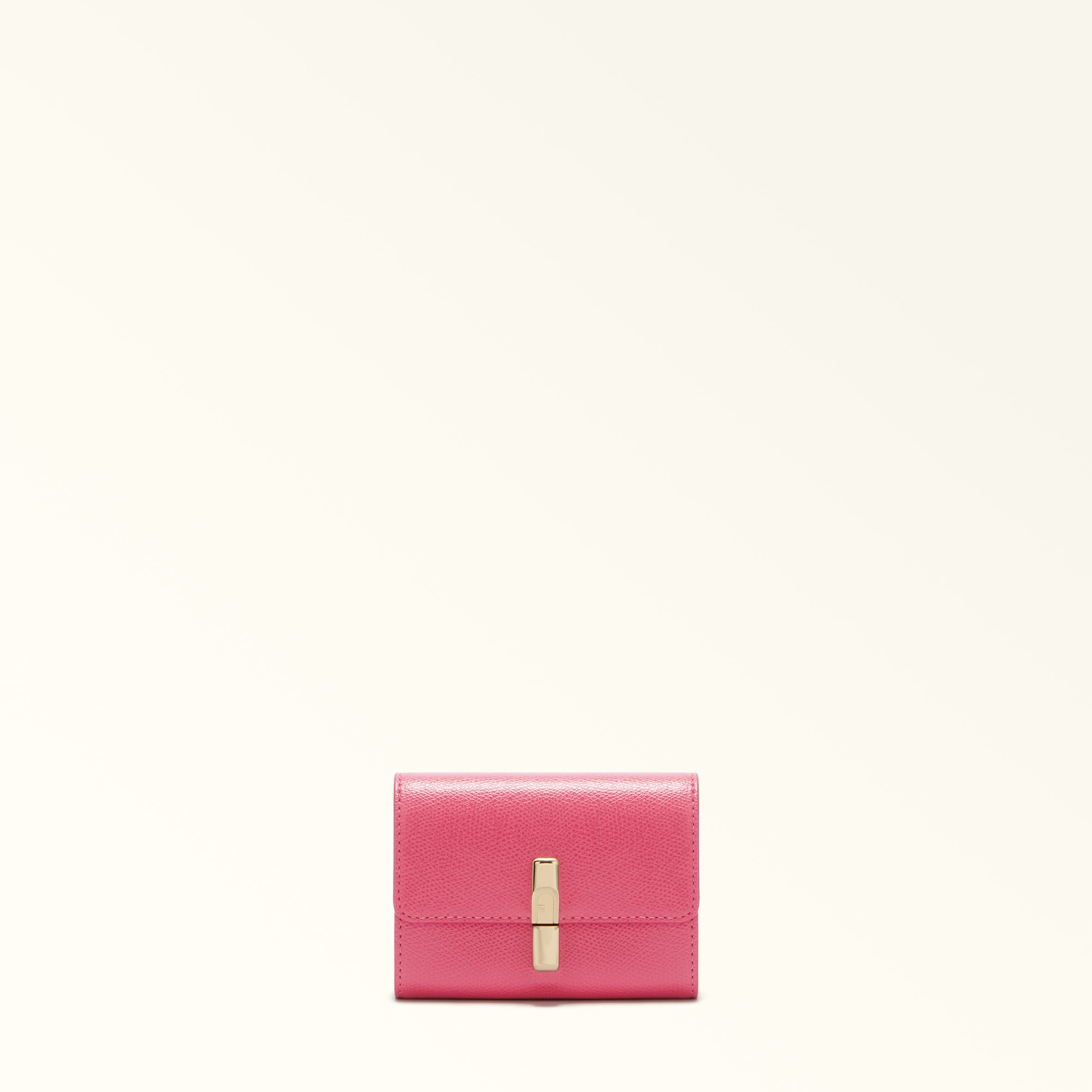 Furla Iride Compact Wallet S Velvet Pink Textured Leather Woman