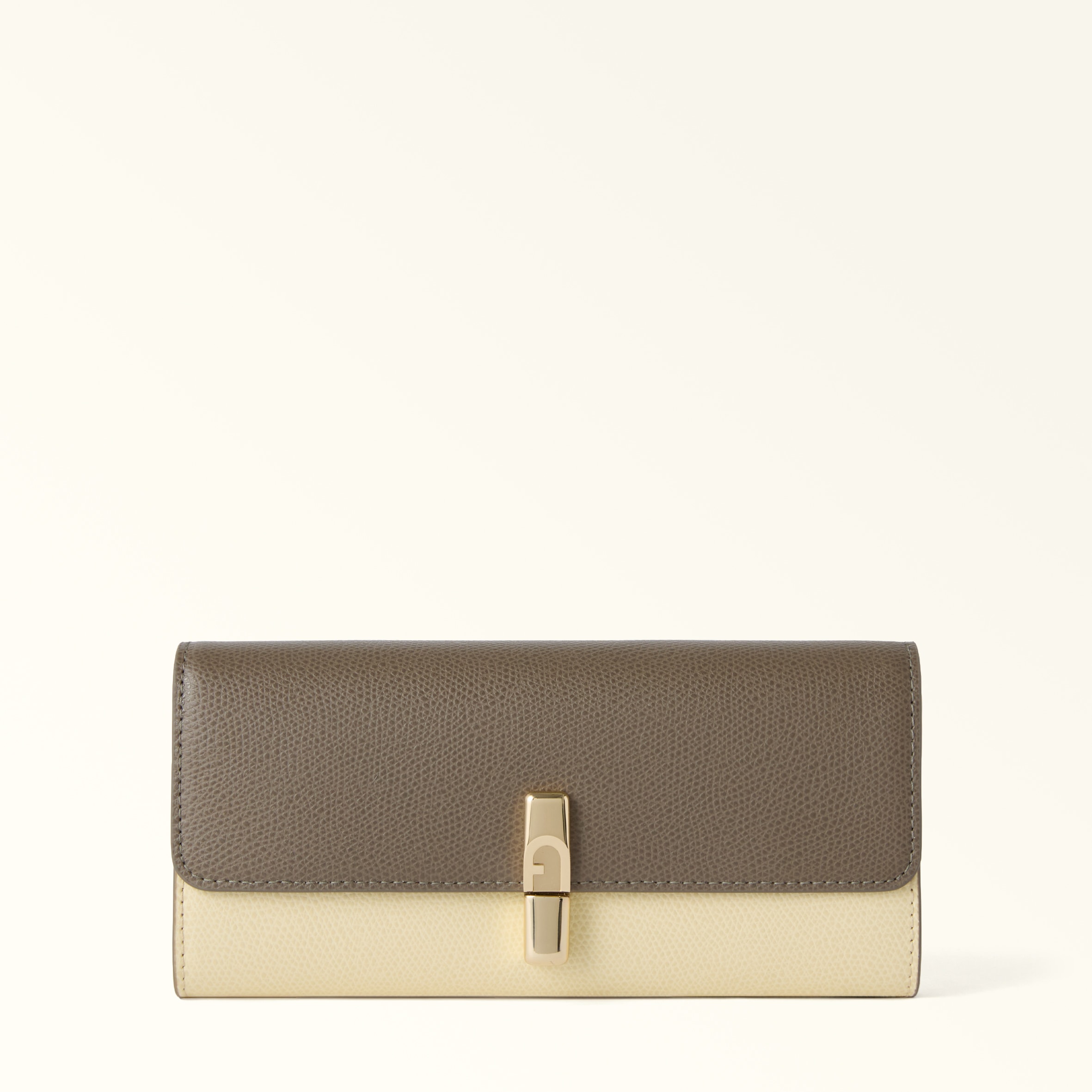 Furla Gray/Grey Iride Continental Wallet Xl Muddy Textured Leather Woman