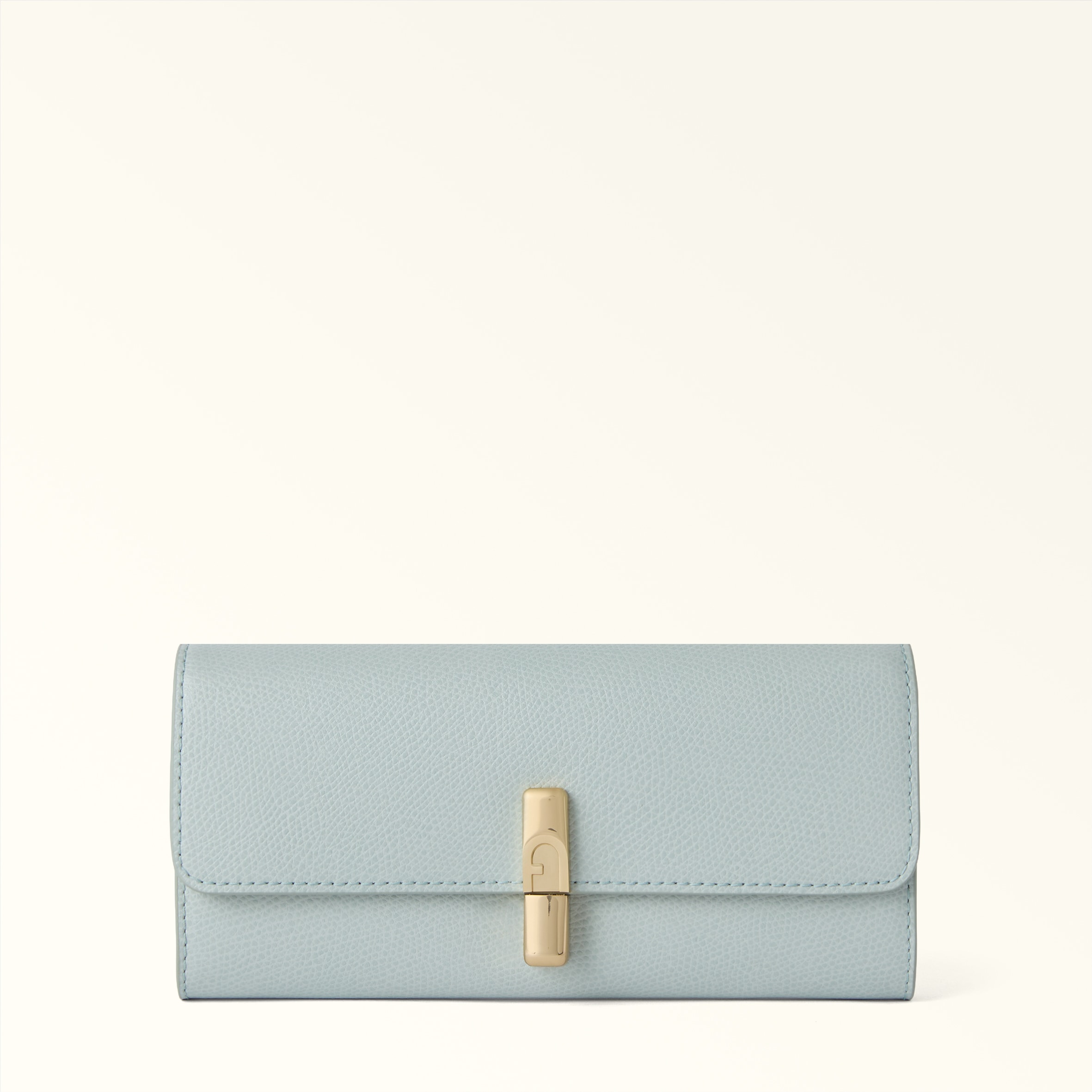 Furla Gray/Blue Iride Continental Wallet Xl Nebbia Textured Leather Woman